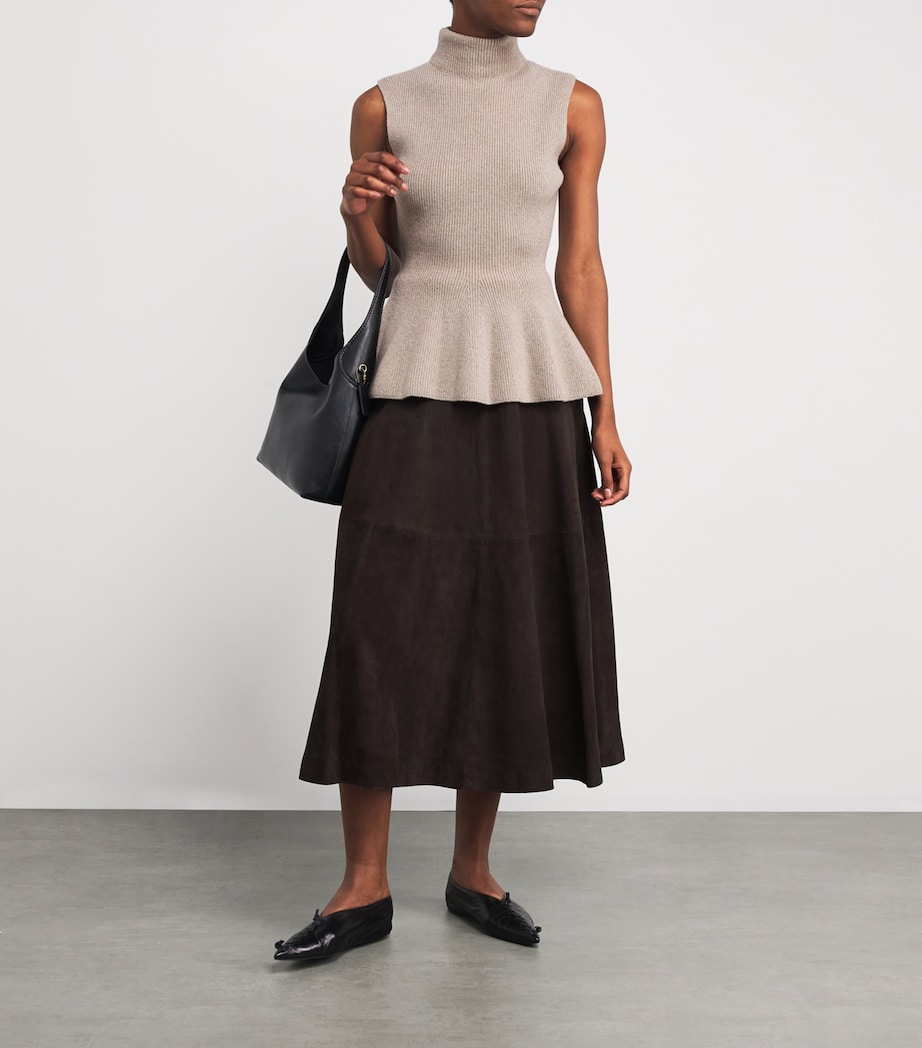 Suede Midi Skirt 204 DARK CHOCOLATE Image 2