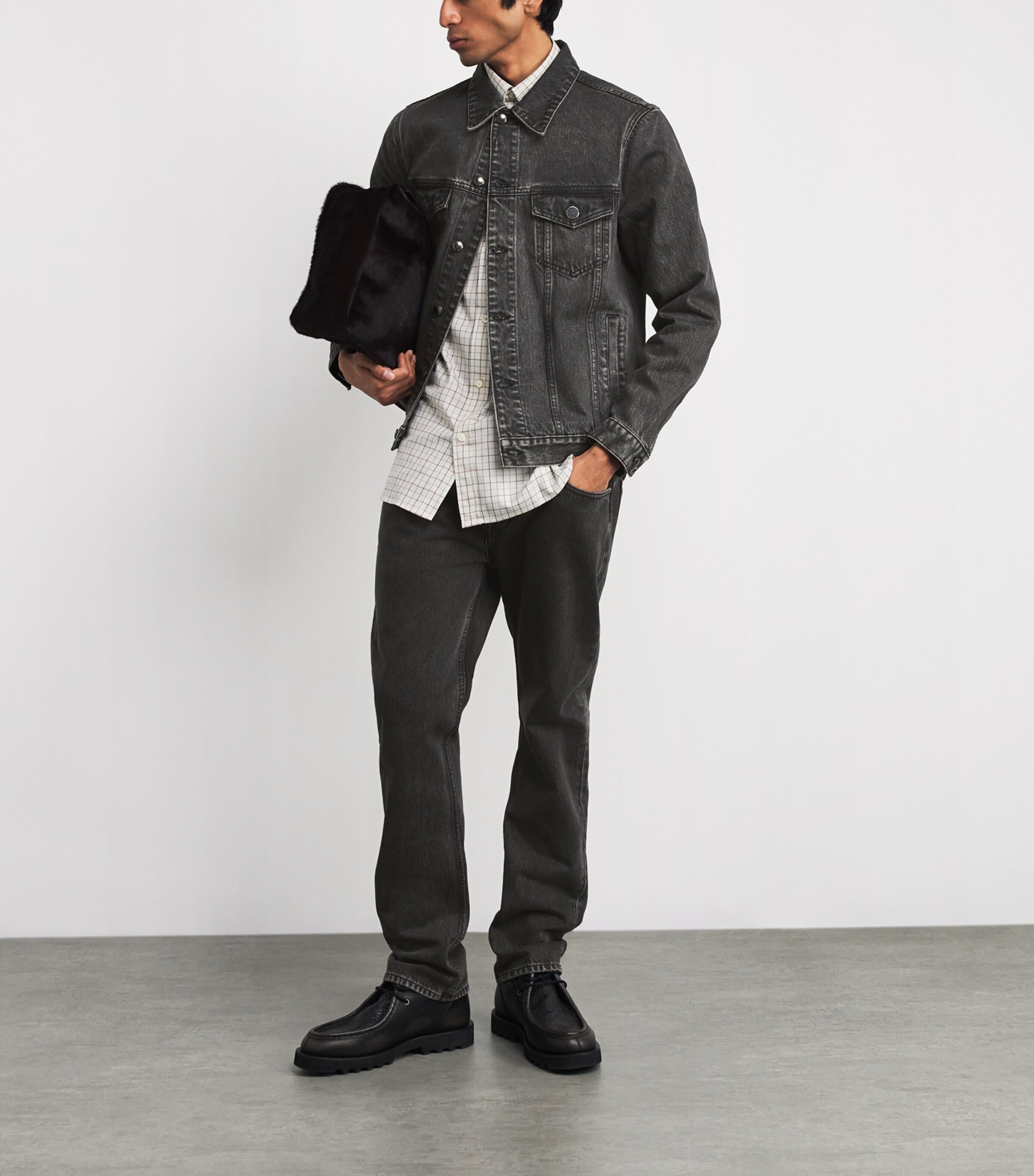 Denim Trucker Jacket BLACK Image 2