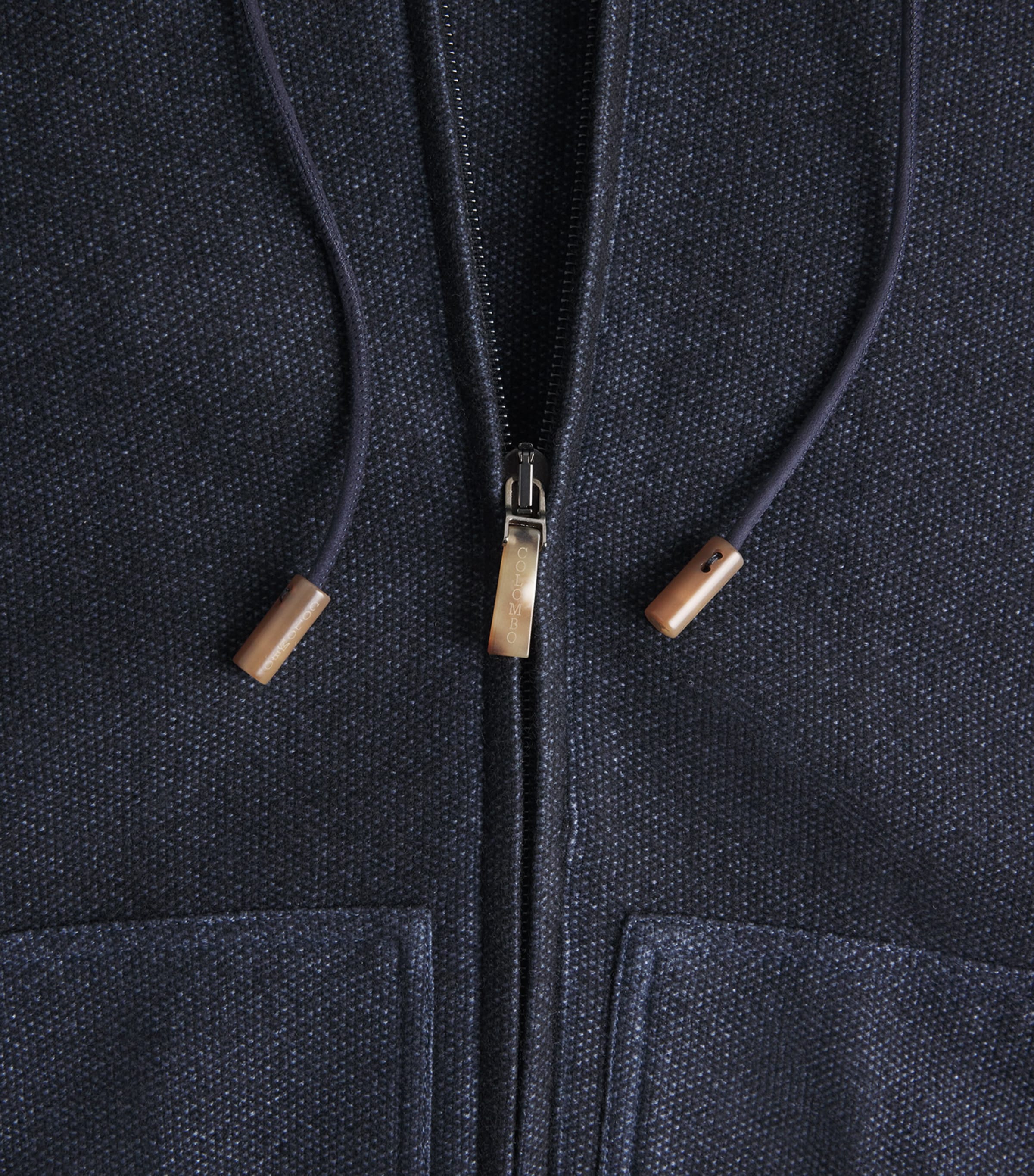 Cashmere-Silk Zip-Up Hoodie 43009 DARK BLU Image 2