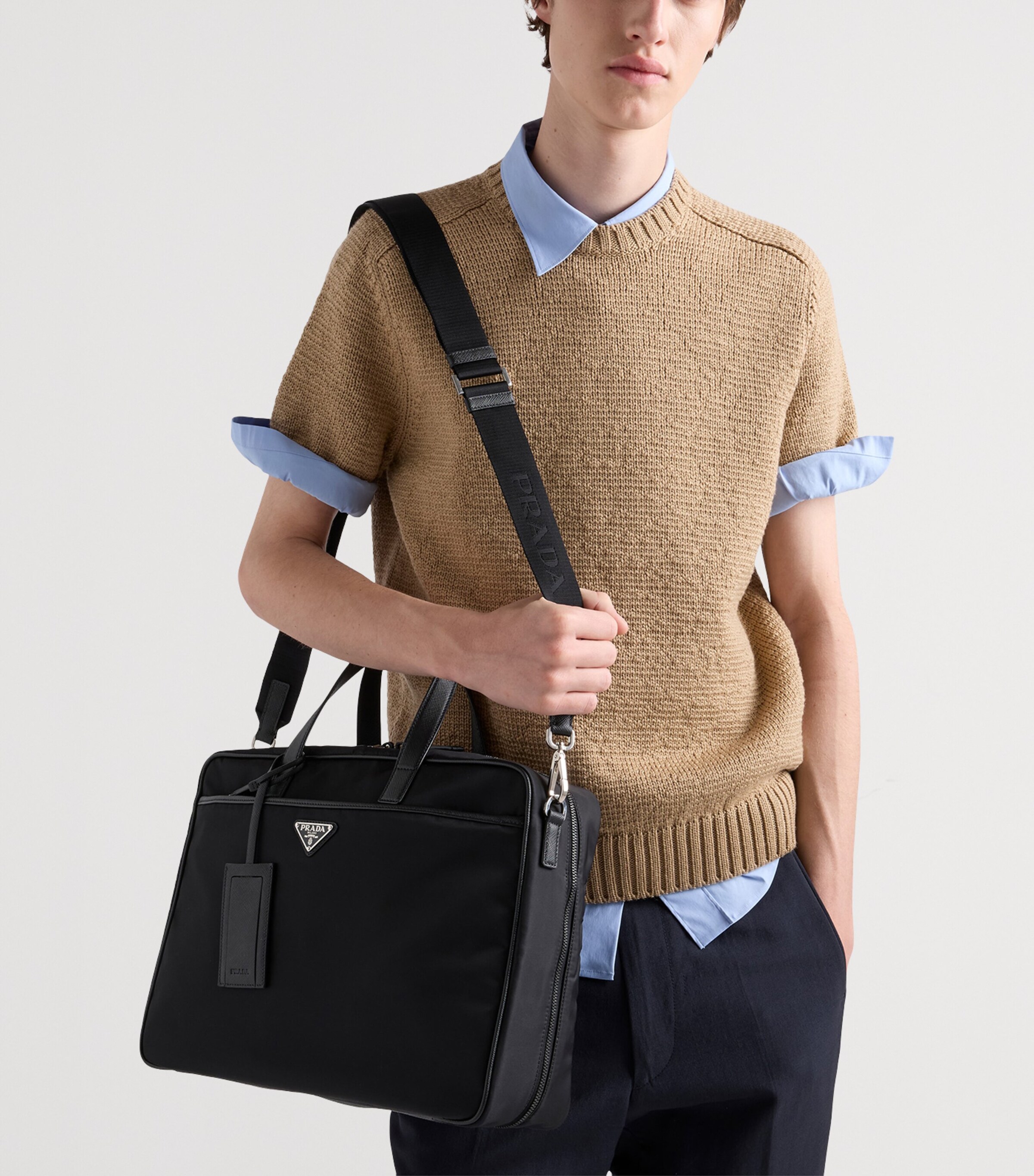 Prada Re-Nylon and Saffiano Leather Briefcase Image 5