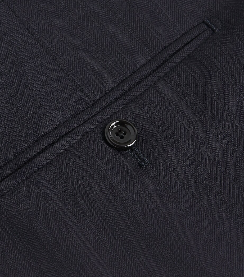 Wool-Blend Pleated Straight Trousers 850-NAVY Image 5