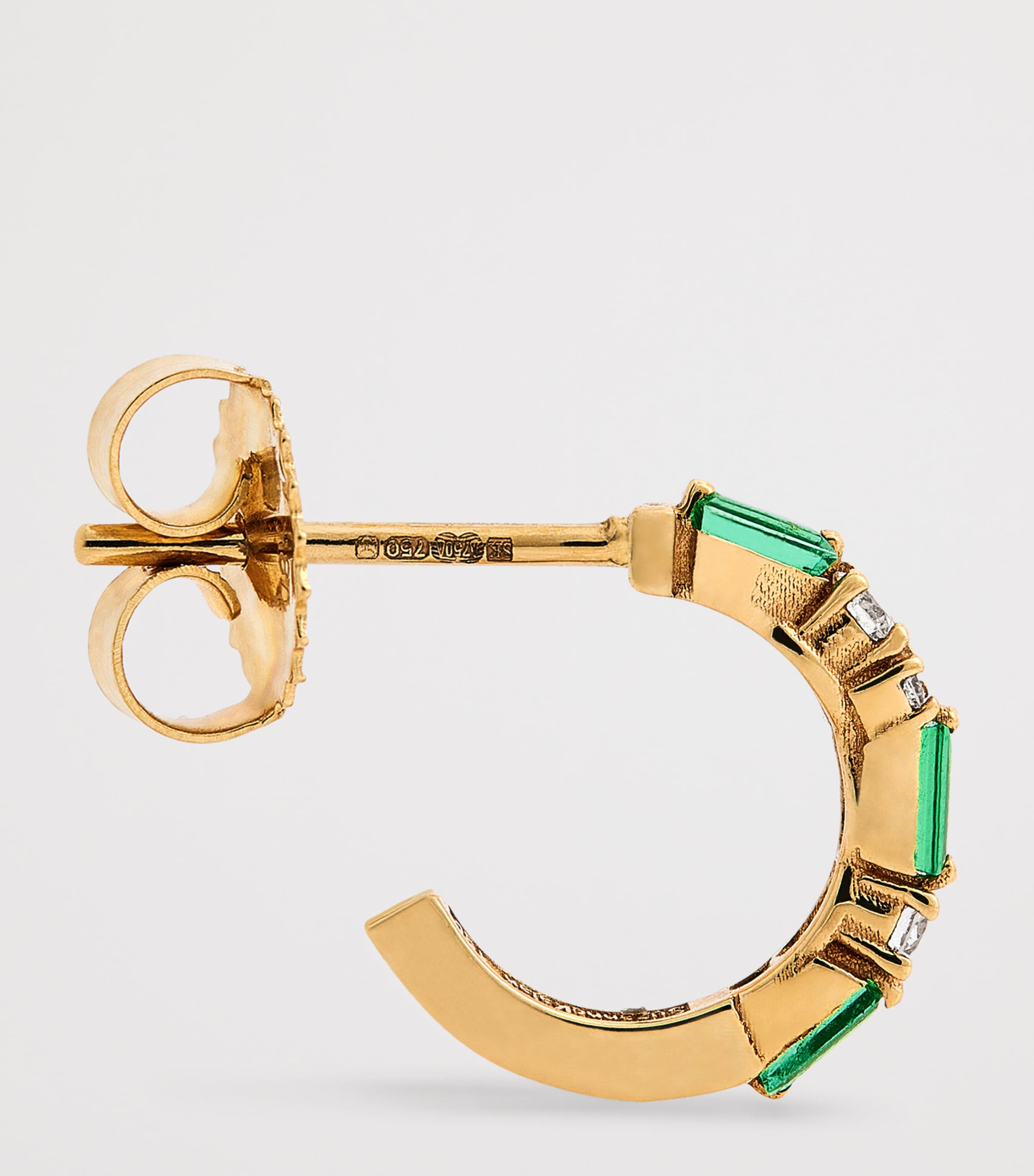 Suzanne Kalan Yellow Gold, Emerald and Diamond Thin Mix Hoop Earrings Yg/emer Image 4