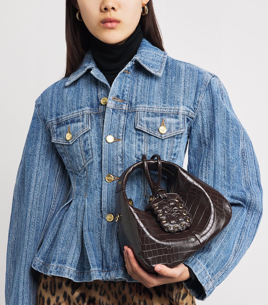 Mini Croc-Embossed Top-Handle Bag 890 CHOCOLATFONDANT Image 2