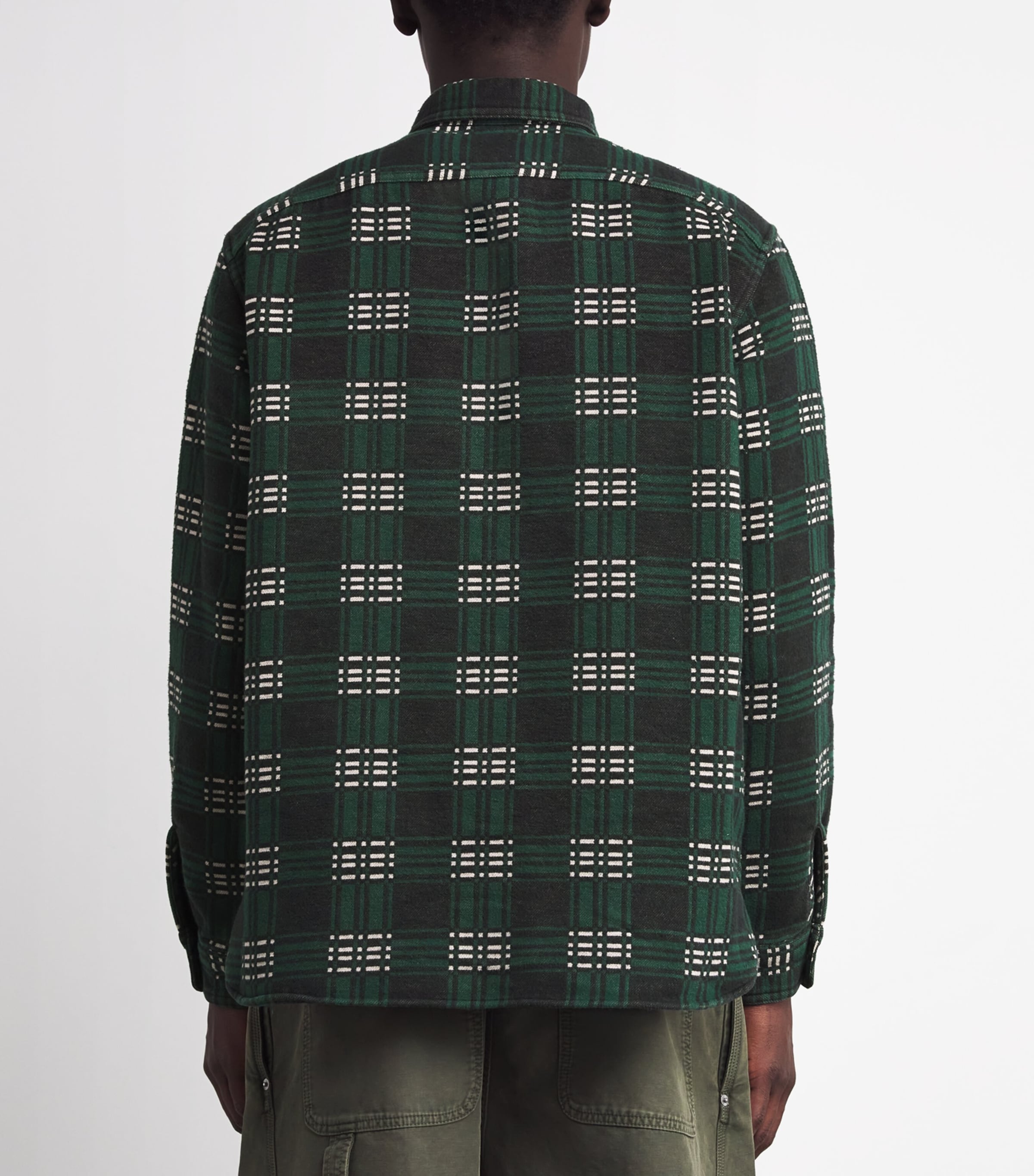 Cotton Check Flannel Overshirt GREEN Image 4