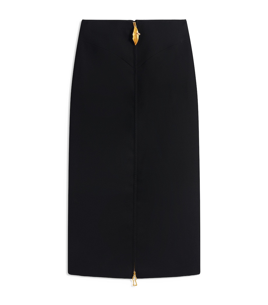 Schiaparelli Womens Wool Gabardine Pencil Skirt Black Image 4