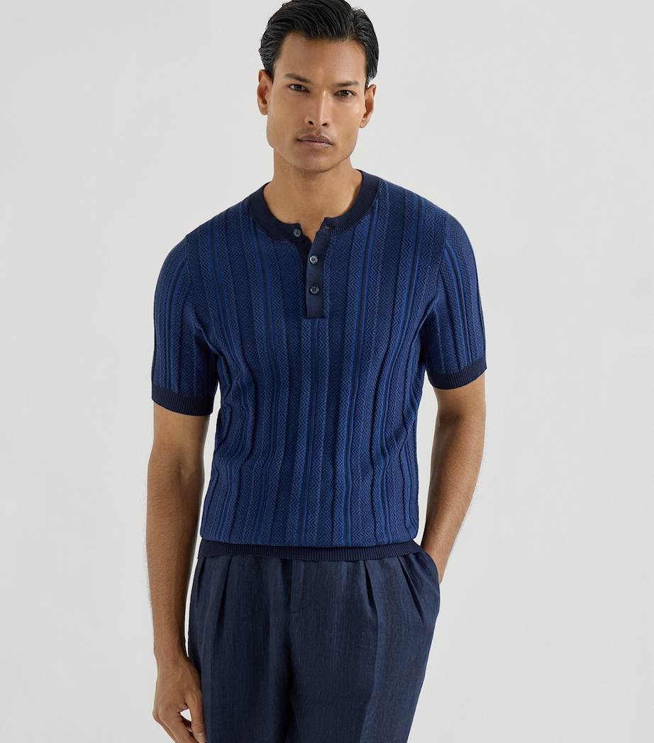 Cotton Rib-Knit Henley T-Shirt CFP55 Image 2