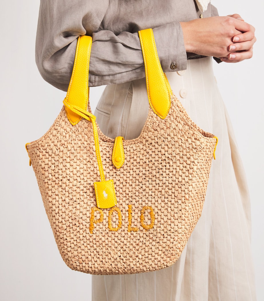 Medium Raffia Polo Play Tote Bag NATURL/CANARY YELLOW Image 2