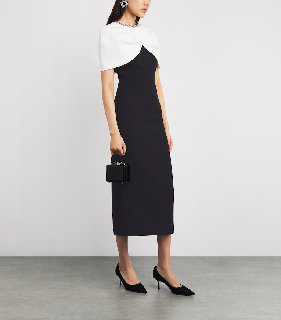 Embellished Shawl-Overlay Midi Dress BLACK Image 2