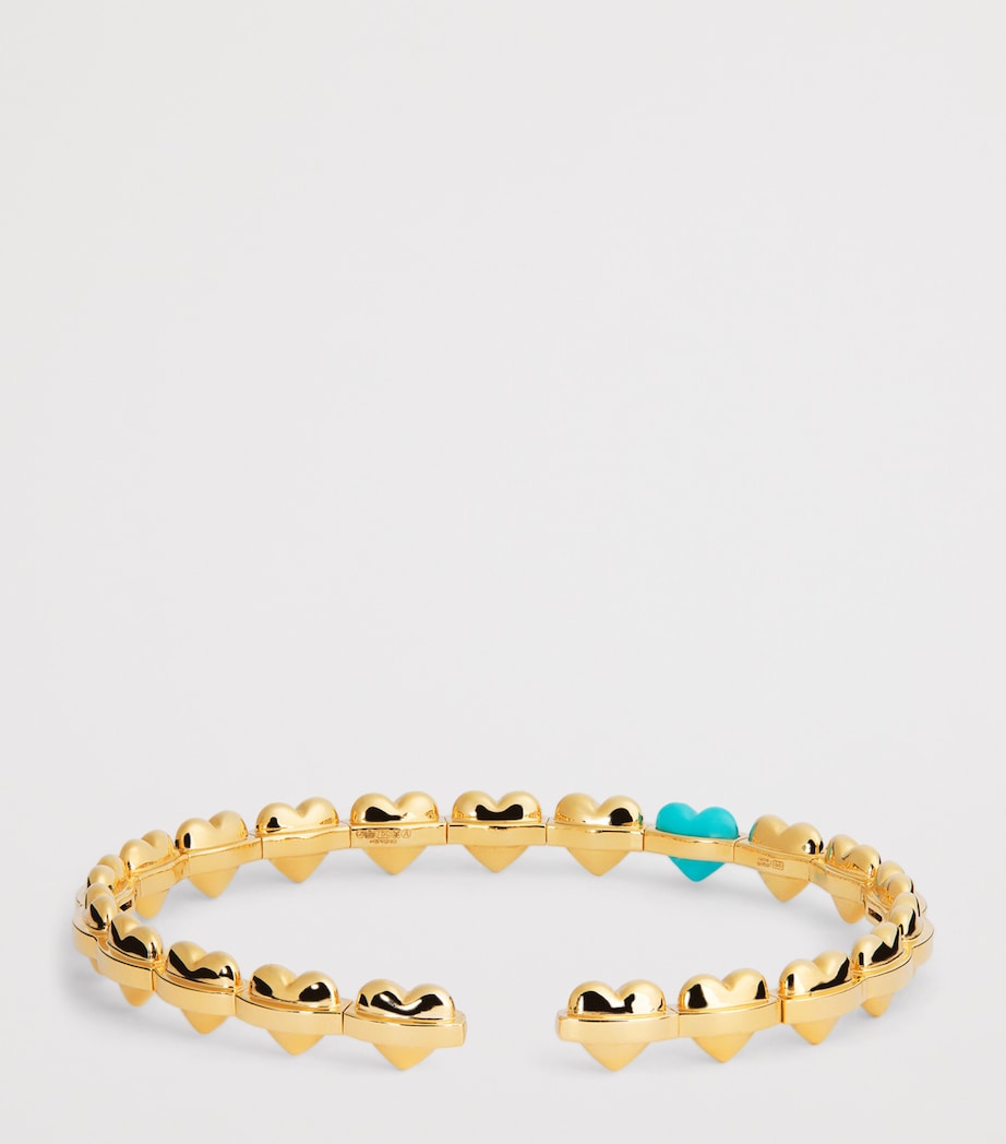 Yellow Gold, Diamond and Turquoise Atom Heart Bangle YELLOW GOLD Image 3