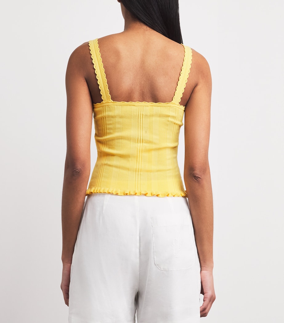 Claudie Pierlot Womens Knitted Pointelle Tank Top Sun Yellow Image 5