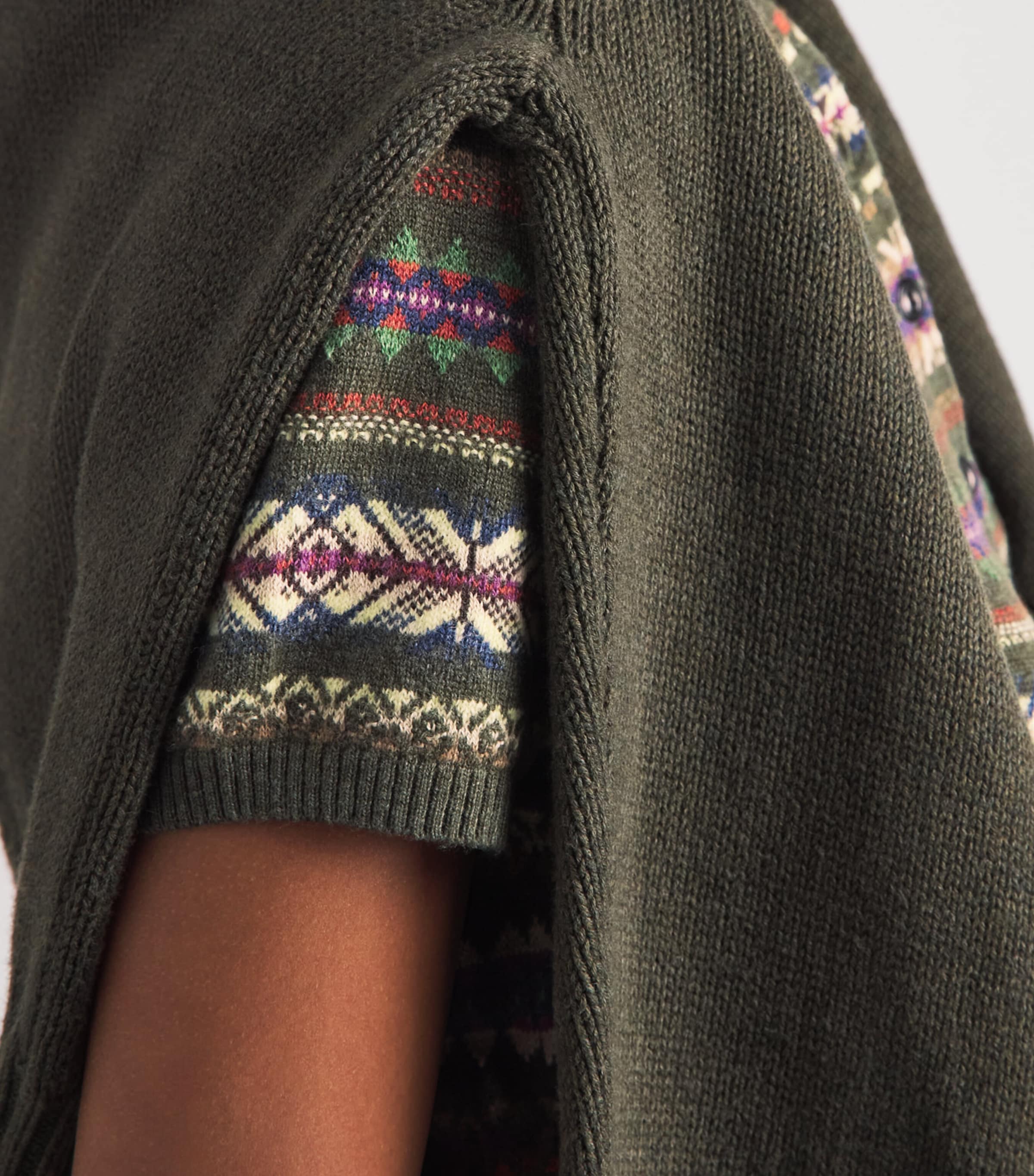 Polo Ralph Lauren Womens Fair Isle Cardigan Midi Dress Olive Multi Image 3