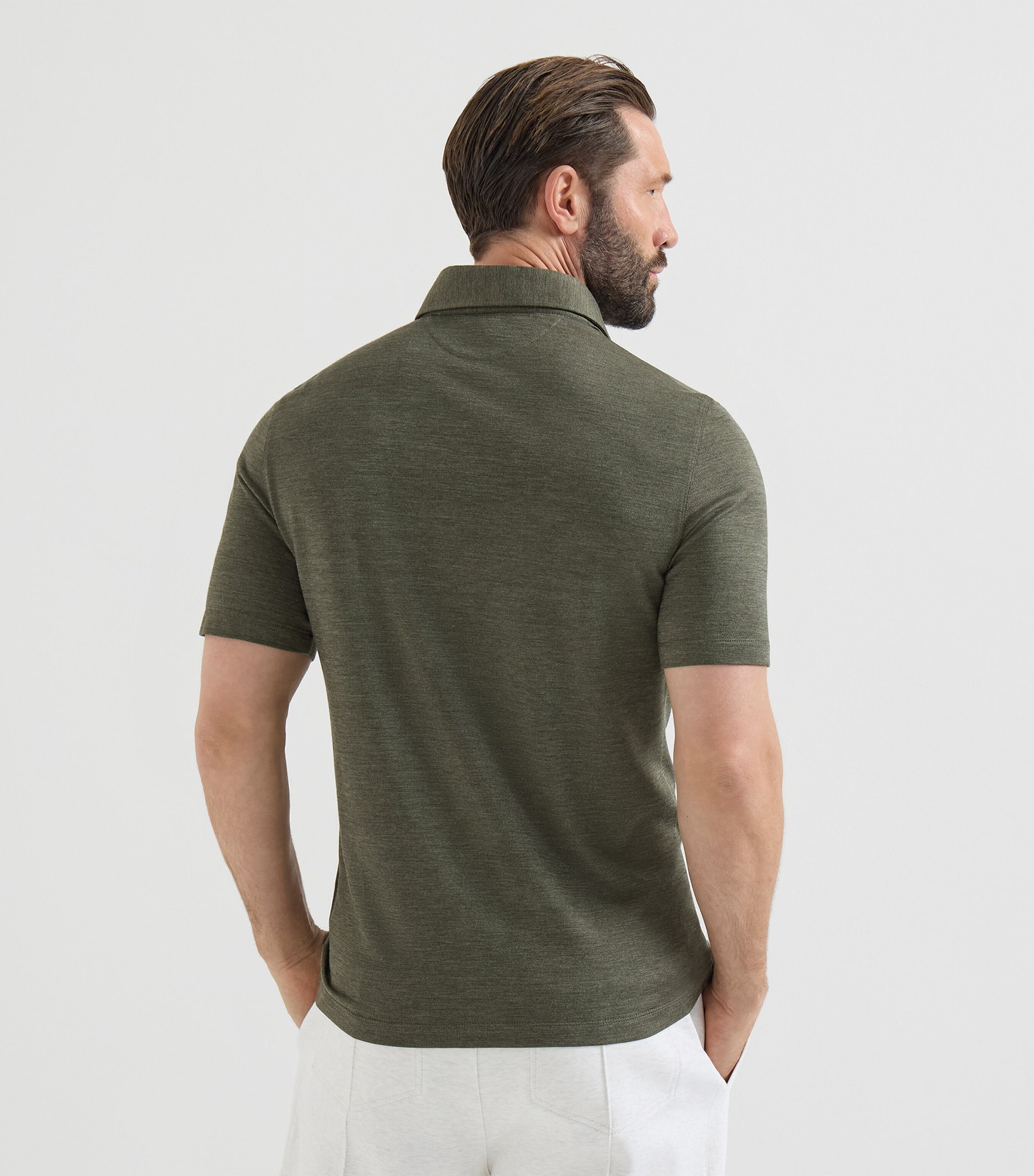 Brunello Cucinelli Mens Virgin Wool-Silk-Cotton Polo Shirt Image 5