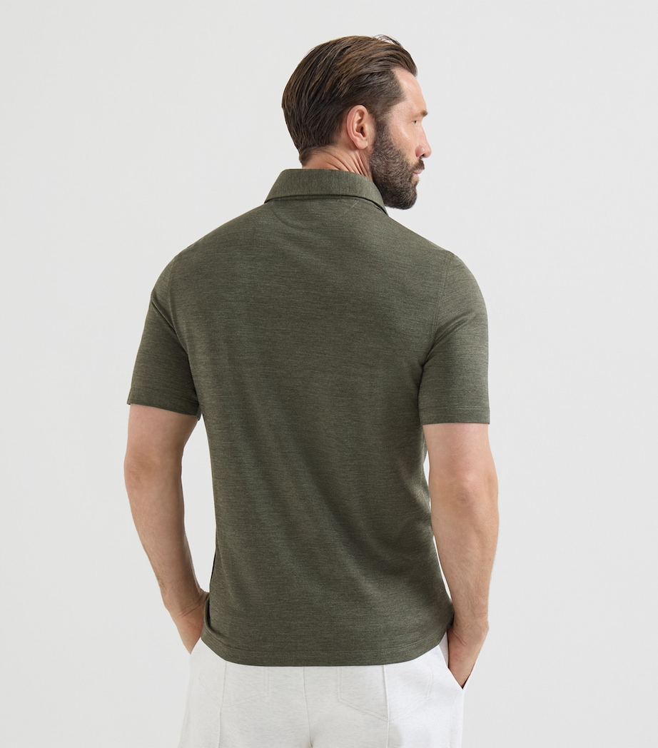 Brunello Cucinelli Mens Virgin Wool-Silk-Cotton Polo Shirt Image 5