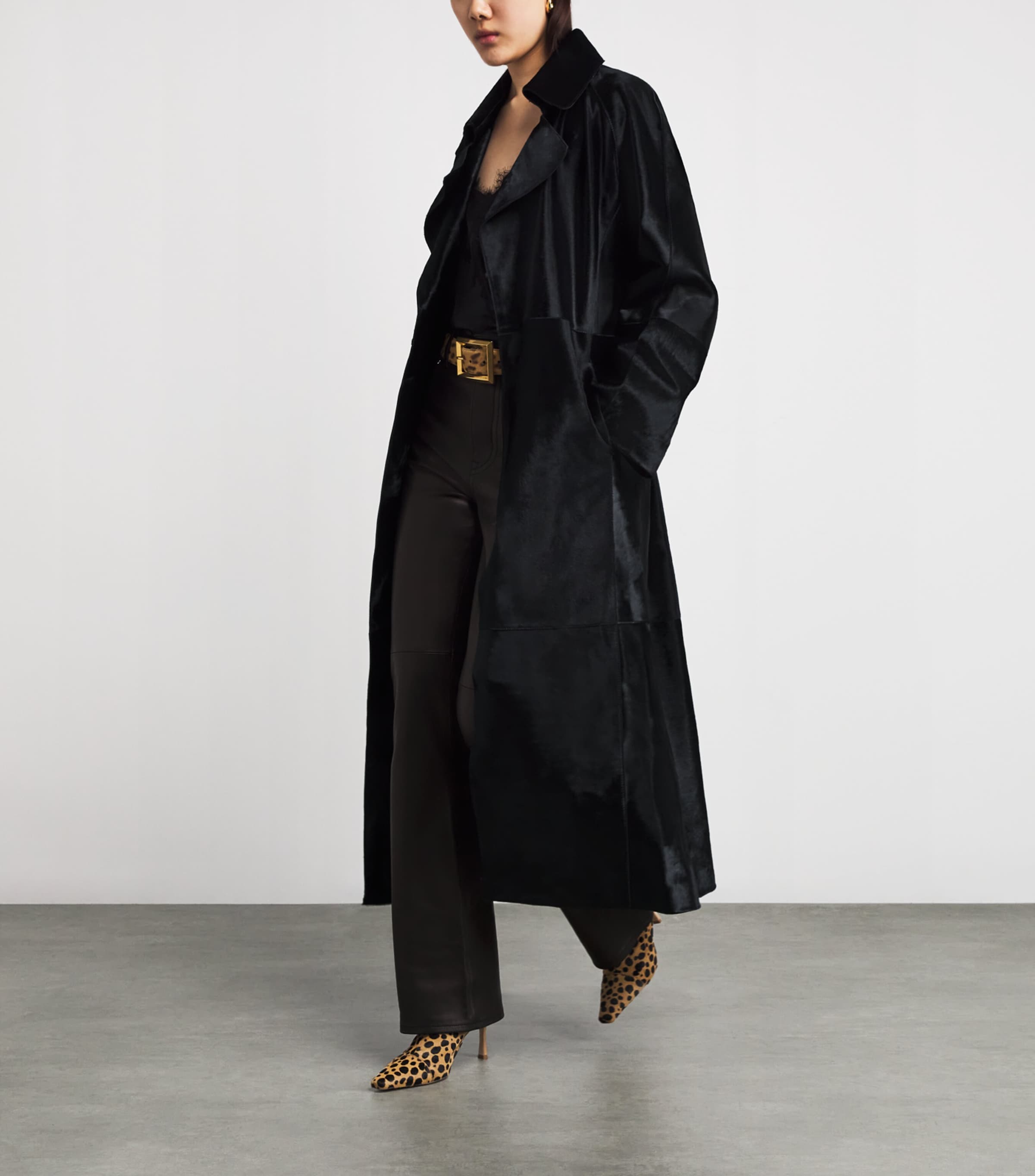 Ponyhair Althea Belted Coat OBSIDIAN BLACK Image 2