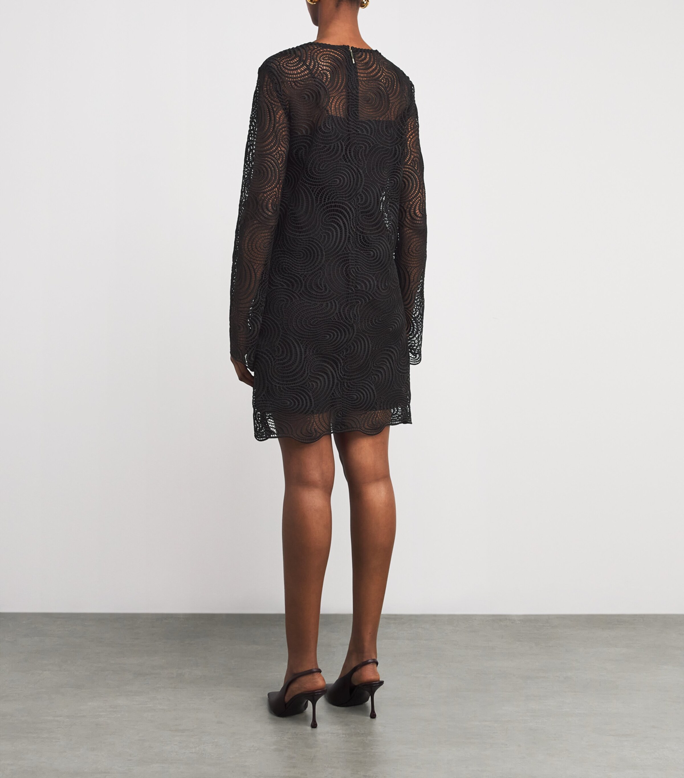 Joseph Womens Crochet-Lace Amira Mini Dress Cocoa Image 3