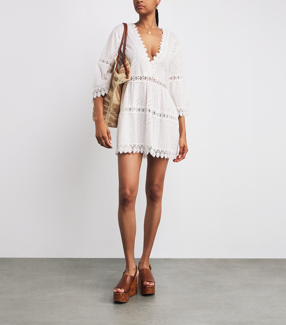 Cotton Victoria Mini Kaftan Dress WHITE4 Image 2