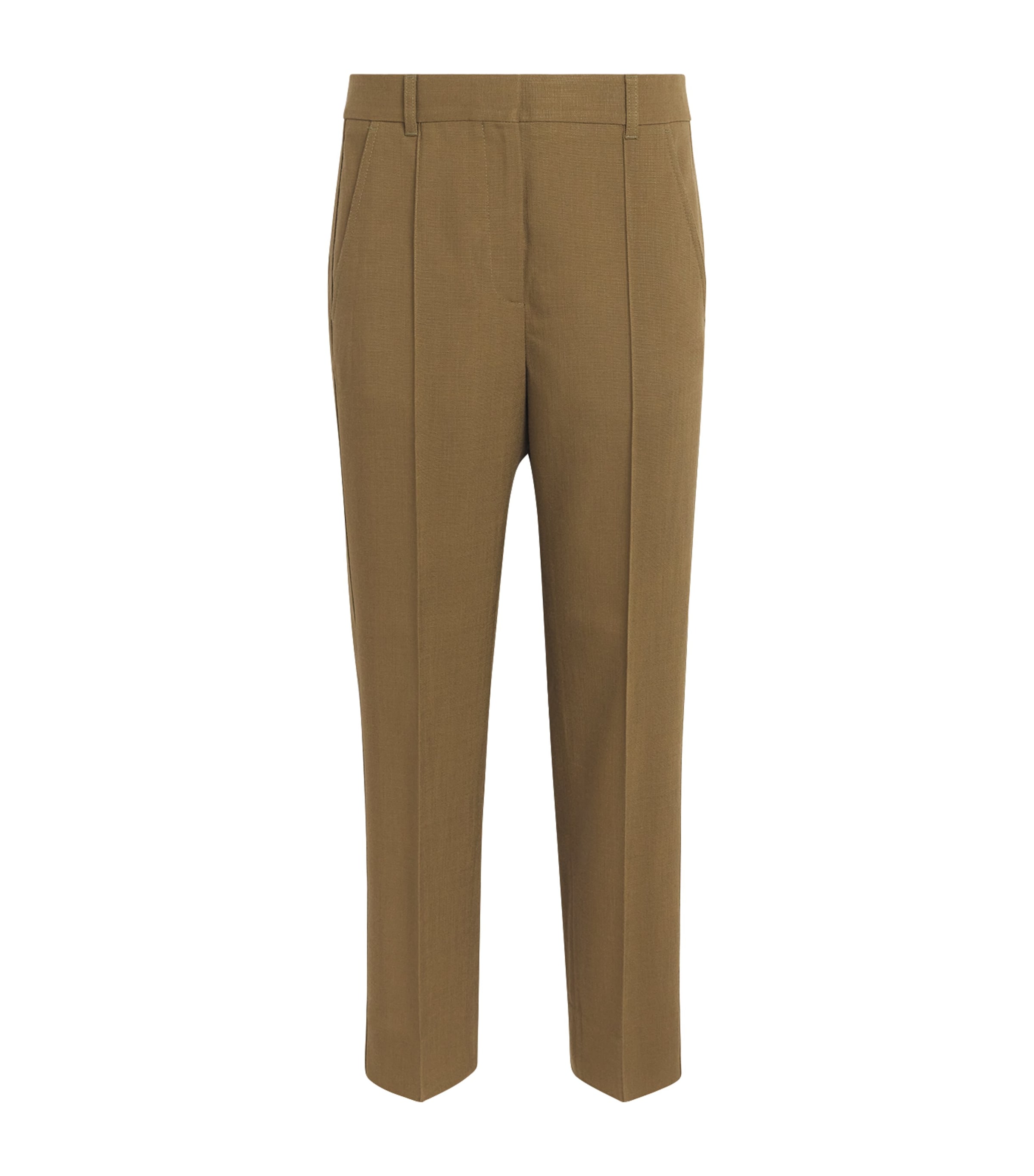 ME+EM Womens Slim Cropped Tailored Trousers Olive Green Image 1