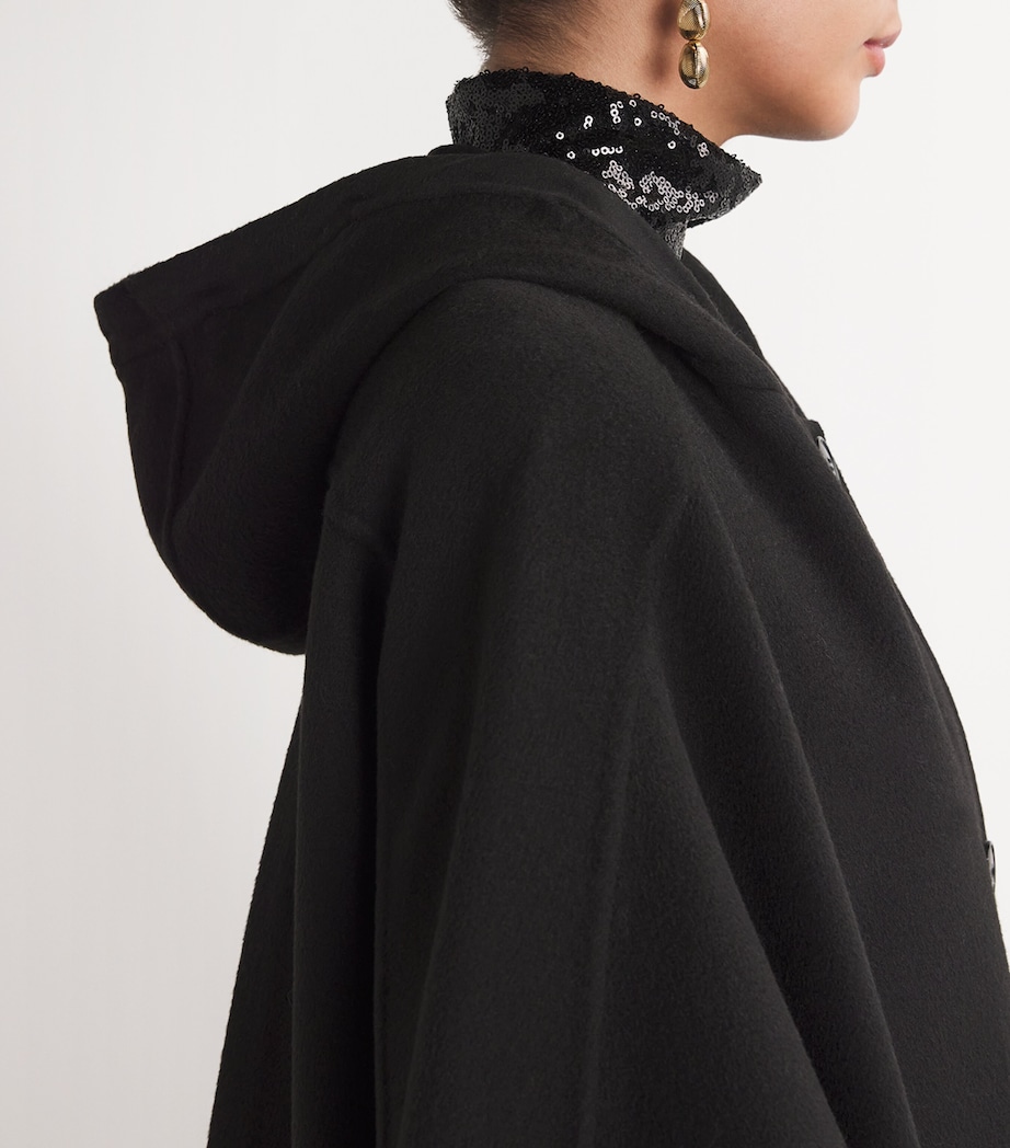 Wool-Cashmere Fox-Trim Cape Coat C99 Image 6