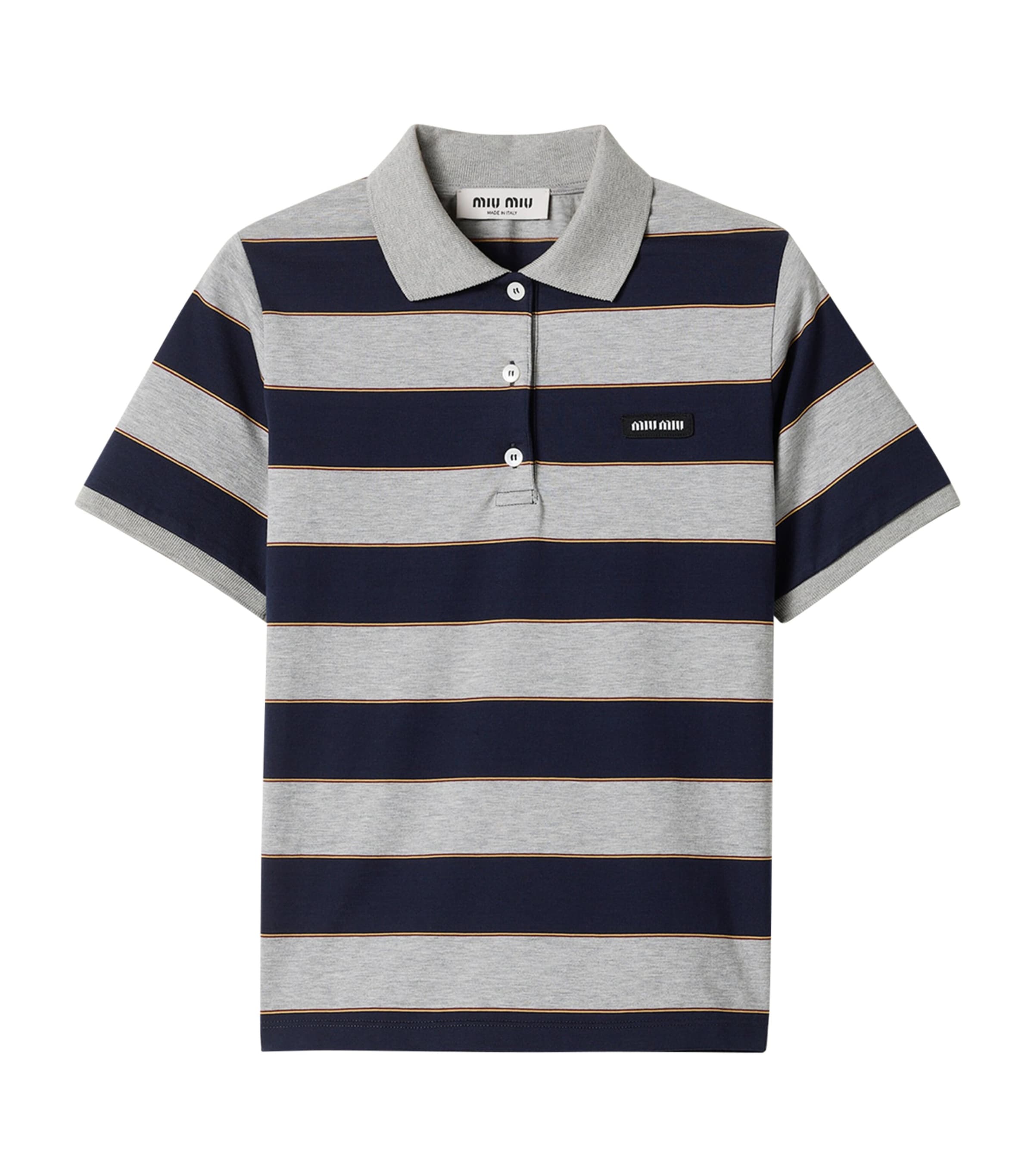 Miu Miu Womens Cotton Stripe Polo Shirt Image 1