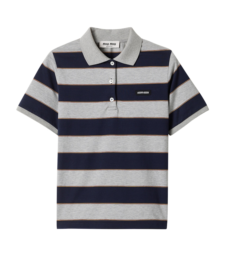 Miu Miu Womens Cotton Stripe Polo Shirt Image 1