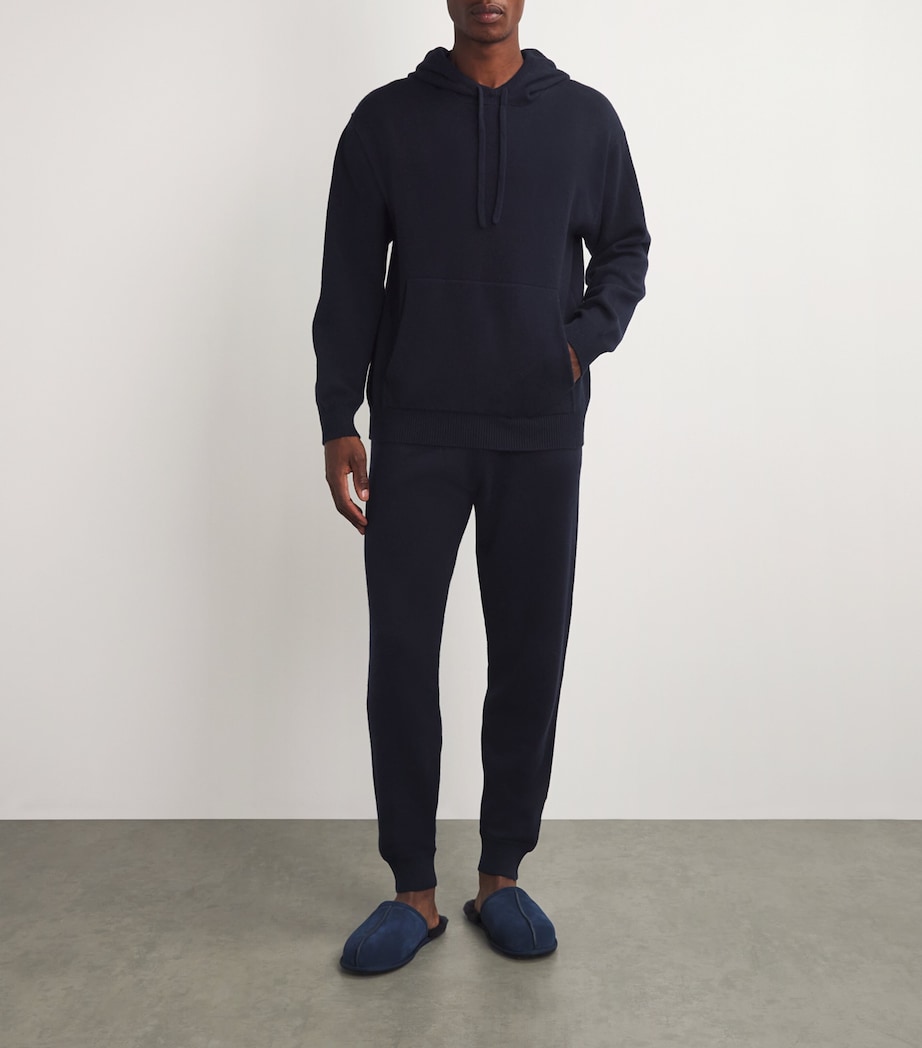 Harrods Mens Cashmere Hoodie T&d Navy Image 2
