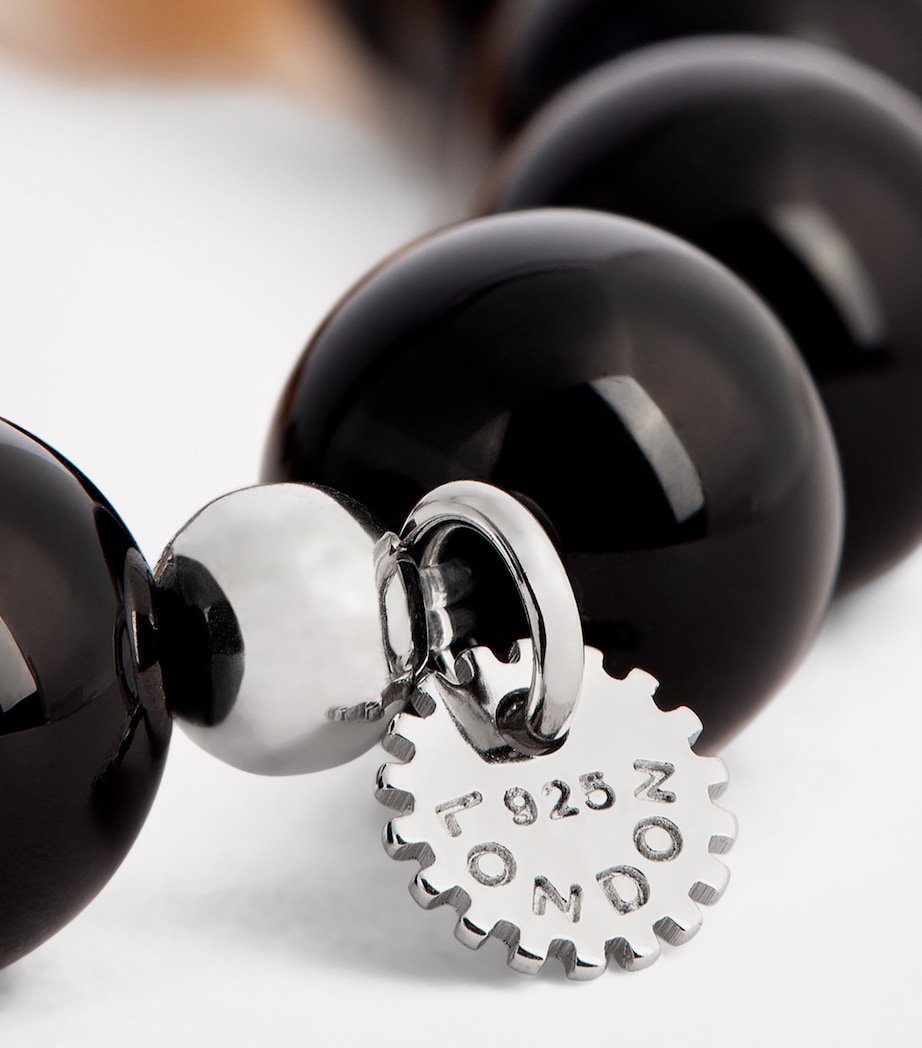 Rhodium Silver and Botswana Agate Bracelet BLACK Image 5