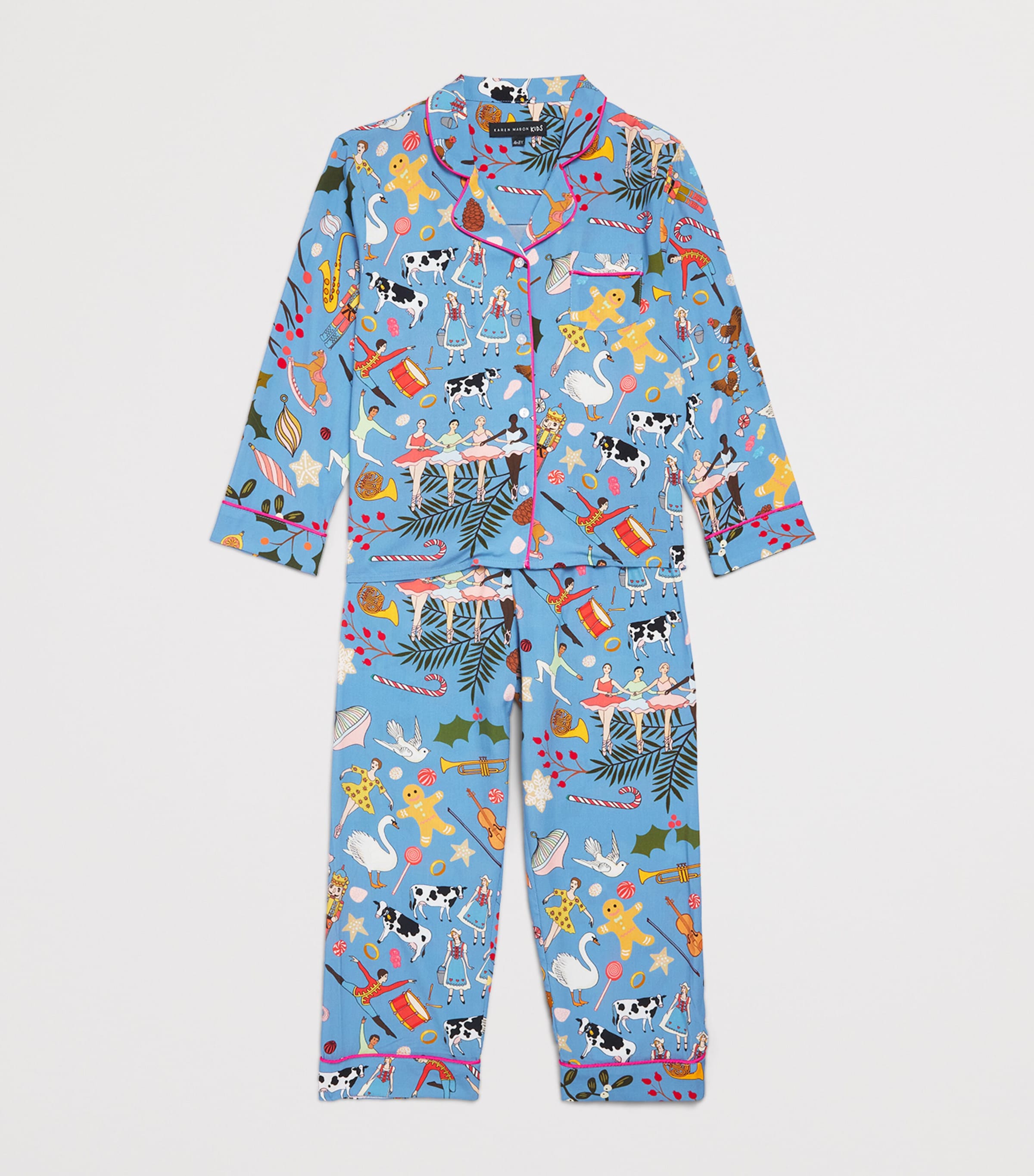 KAREN MABON KIDS 12 Days Print Pyjama Set (2-13 Years) Blue Image 3