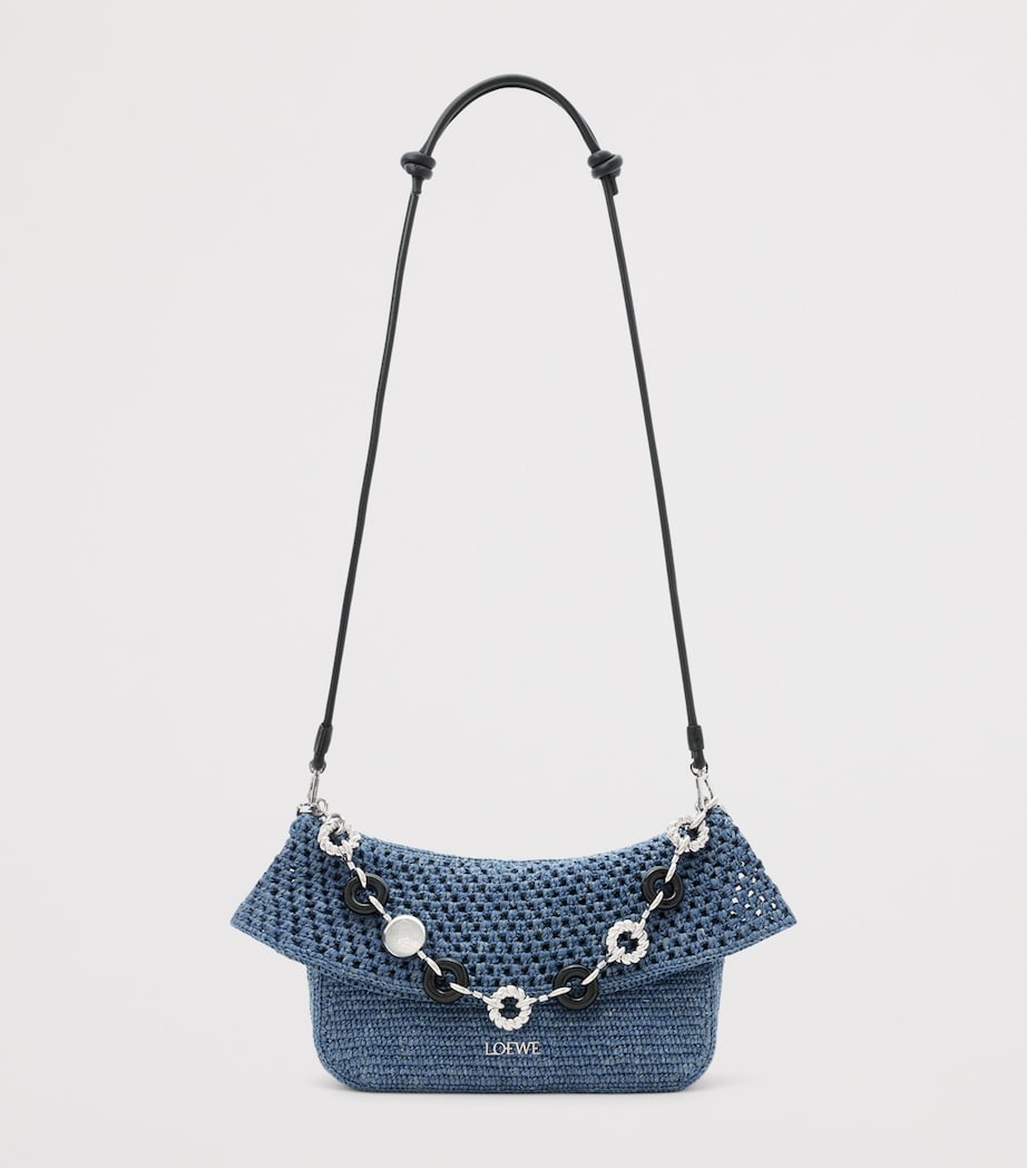 LOEWE x Paula's Ibiza Medium Crochet Ola Bag Shoulder Bag Denim Blue Image 11