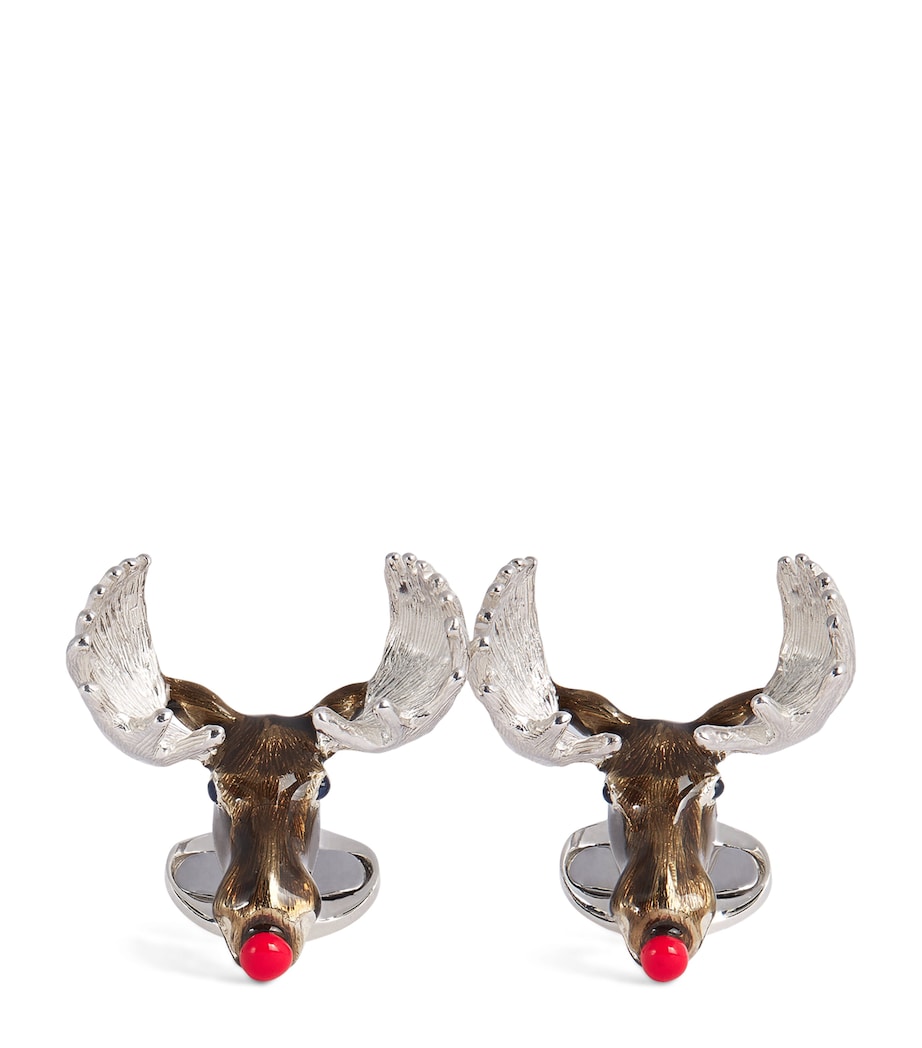 Deakin & Francis Sterling Silver Christmas Moose Cufflinks Brown Image 1
