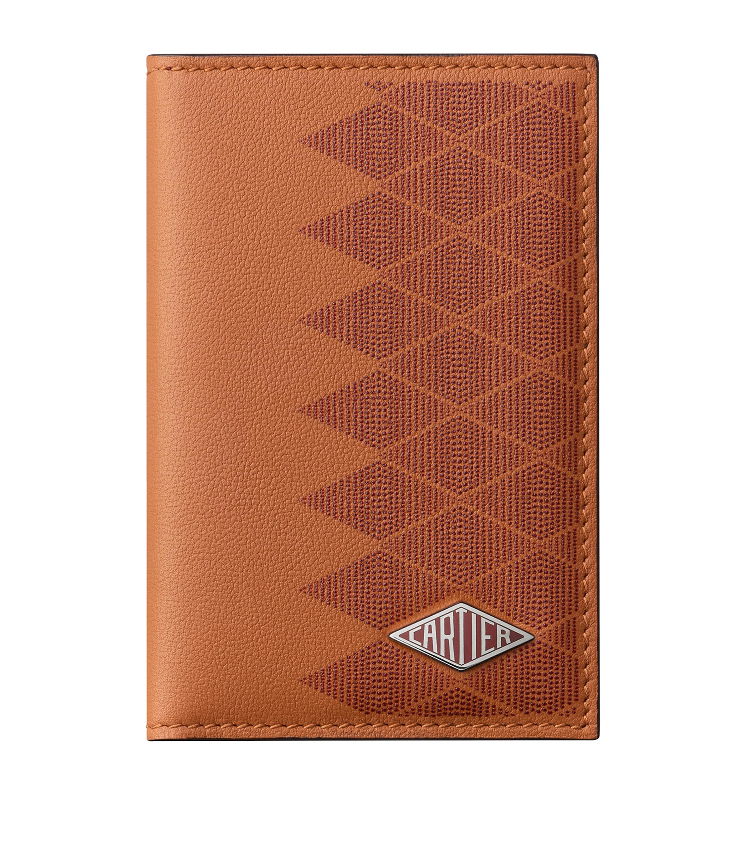 Leather Losange Card Holder CARAMEL AND BURGUNDY Image 1