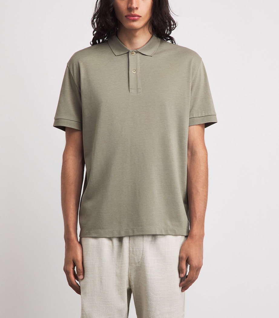 7 For All Mankind Mens Short-Sleeve Polo Shirt Green Image 4