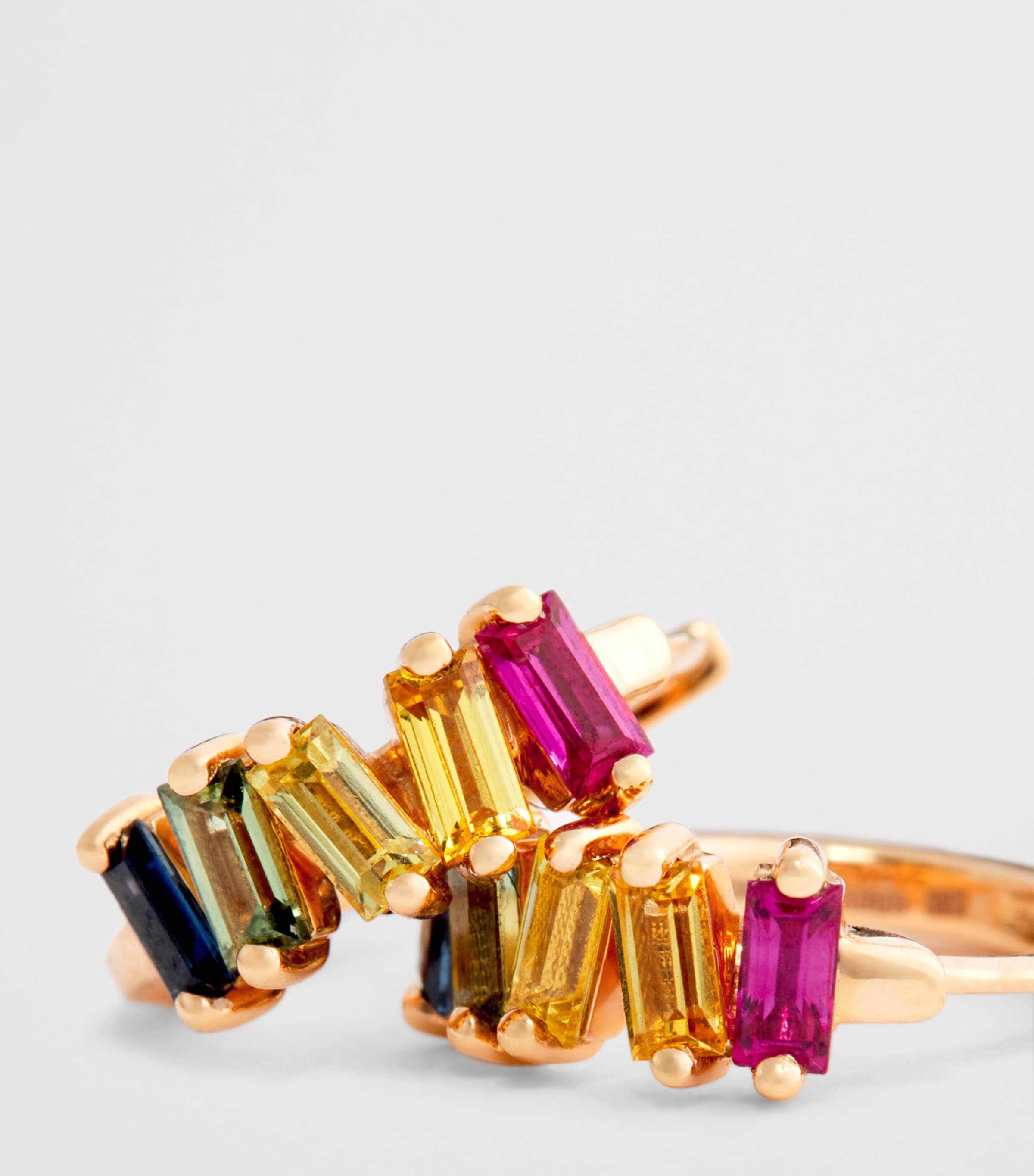 Suzanne Kalan Rose Gold and Rainbow Sapphire Bold Huggie Earrings Rg/rs Image 5