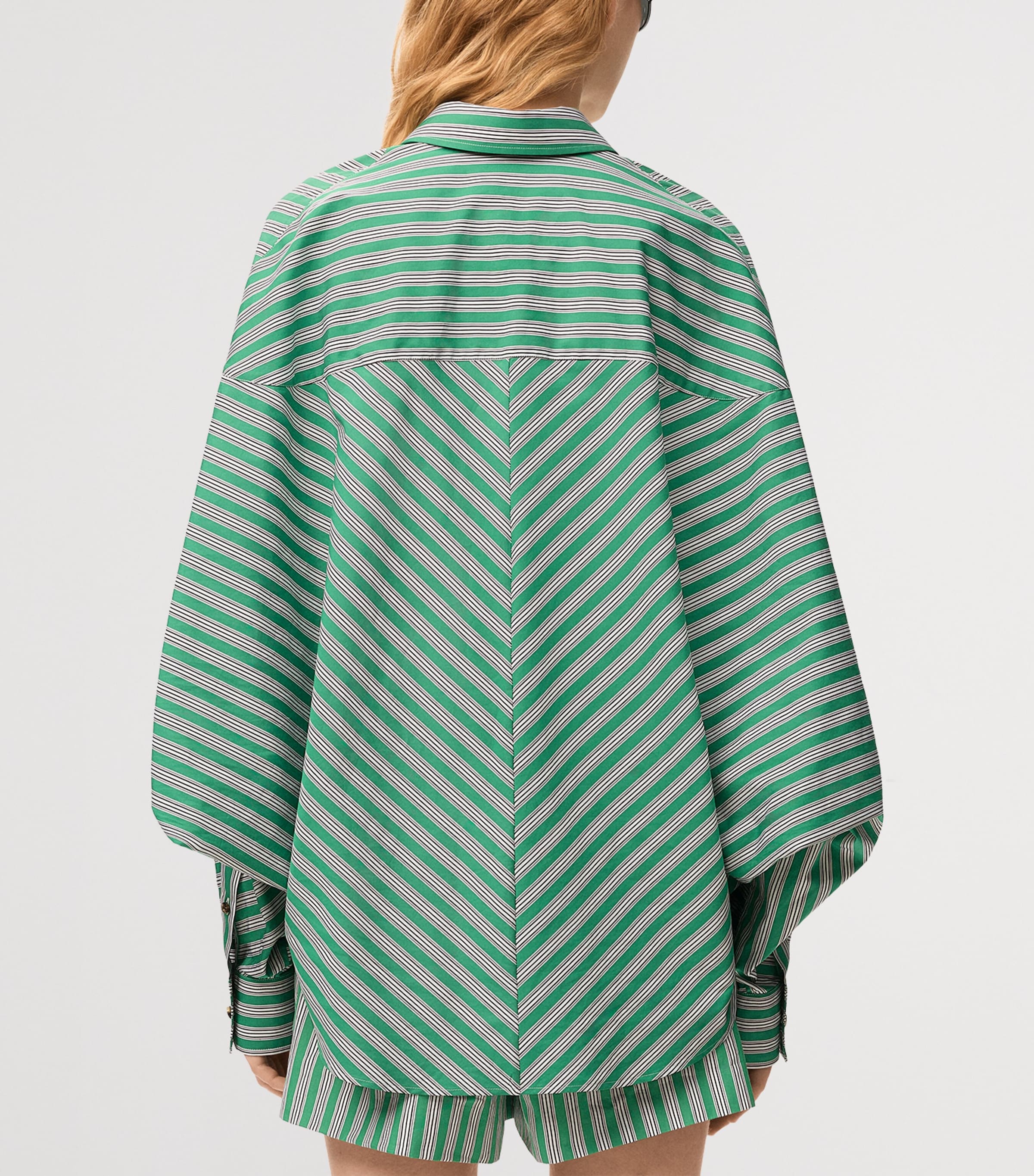 LOEWE Womens Oversized Stripe Shirt Green/white Image 4