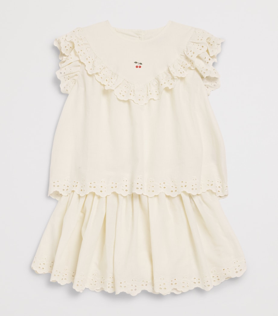 KONGES SLOJD Cotton Embroidered Posey Skirt (9 Months-10 Years) Antique Image 3