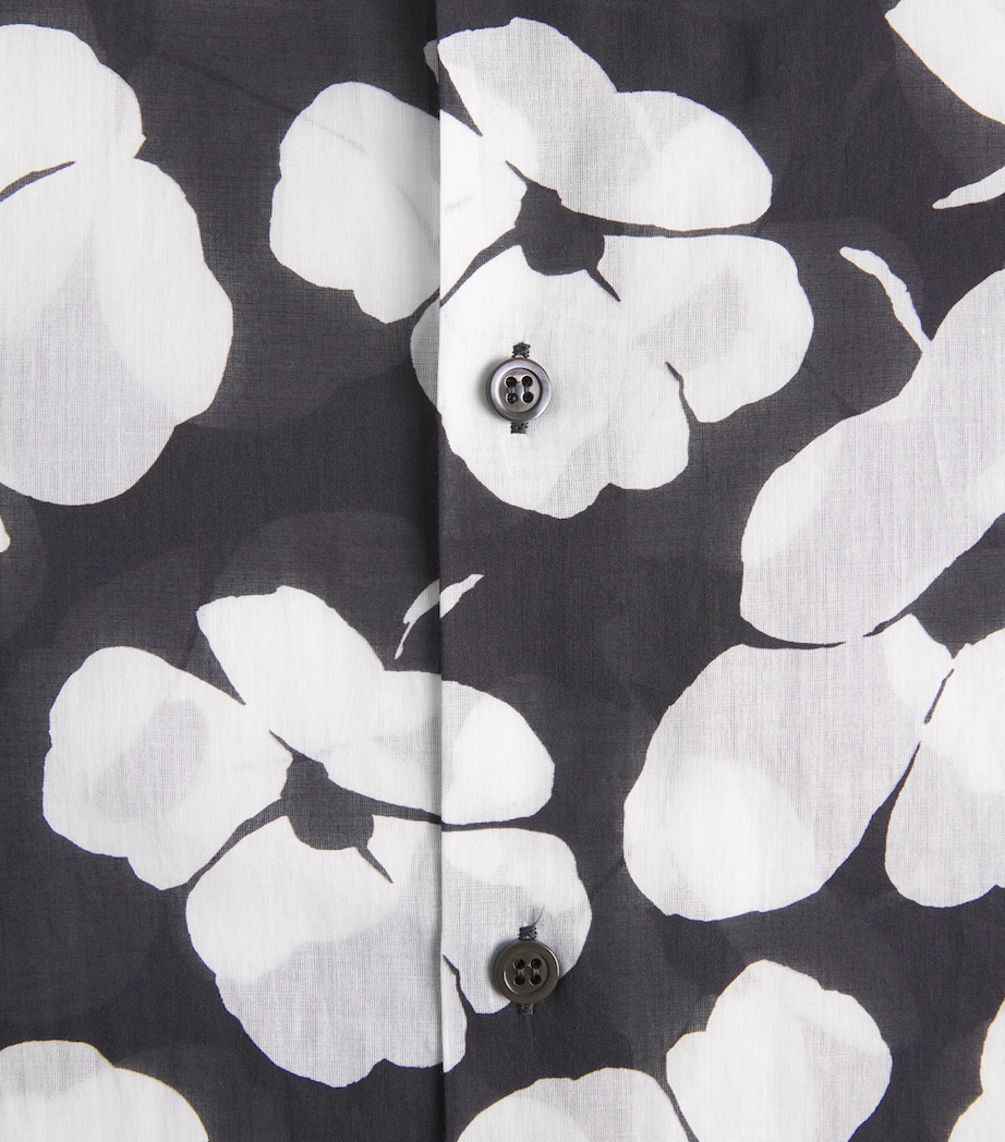 DRIES VAN NOTEN Mens Cotton Poppy Print Shirt Black Image 6