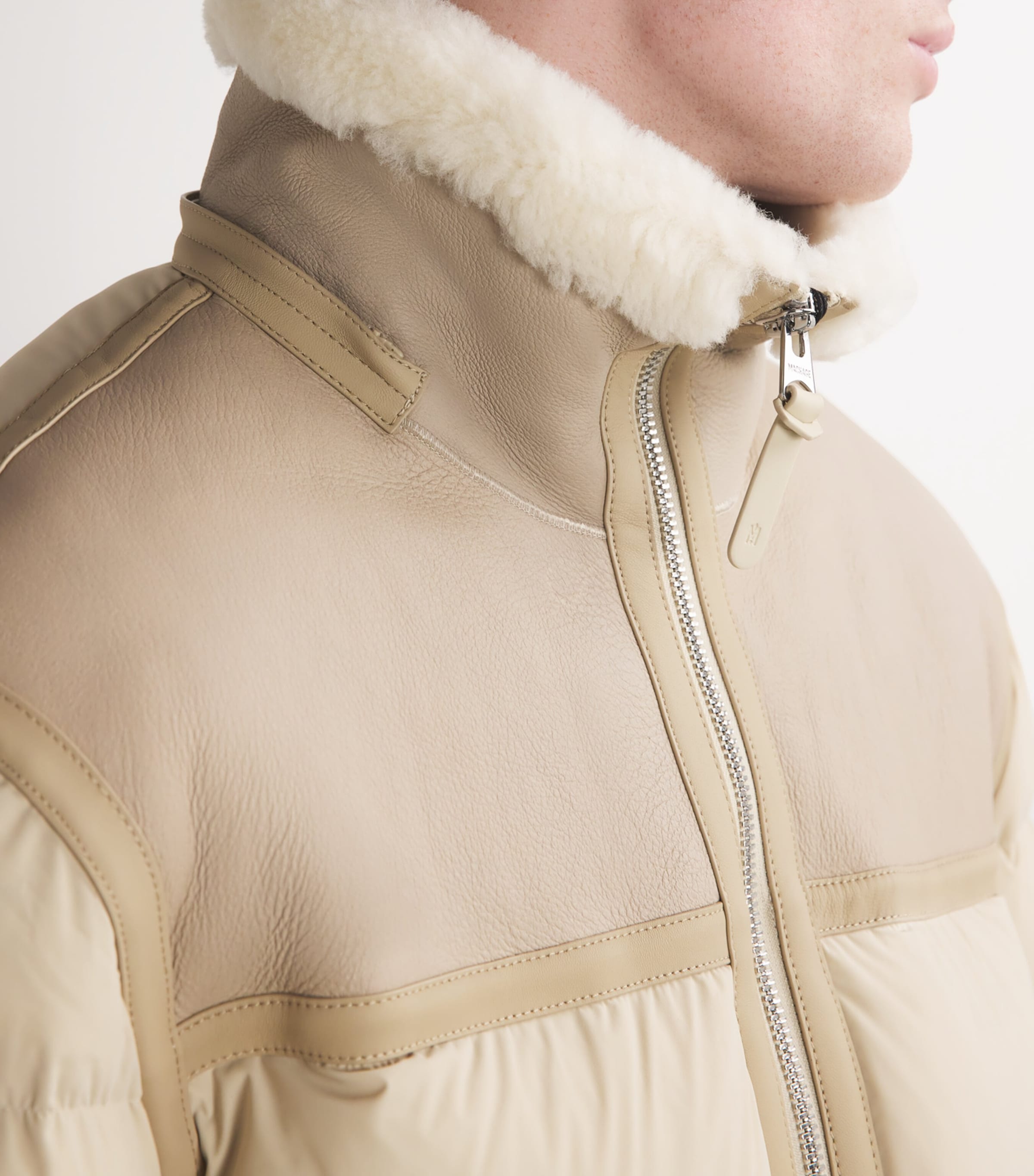 Down Leather-Trim Parka TRENCH NATURAL Image 6