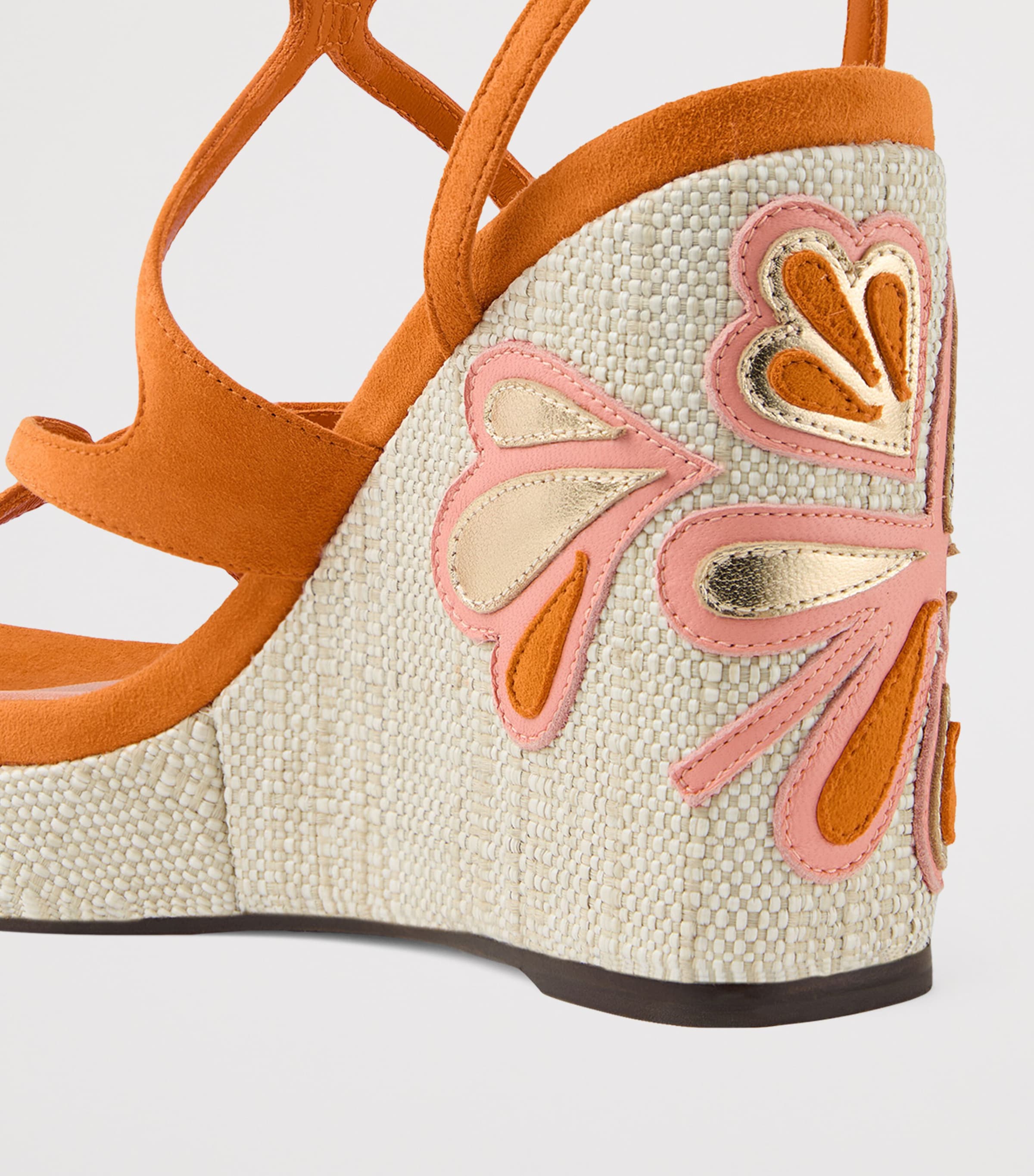 Jimmy Choo Ayla 110 Suede Wedge Sandals Sunset Orange/natura Image 5
