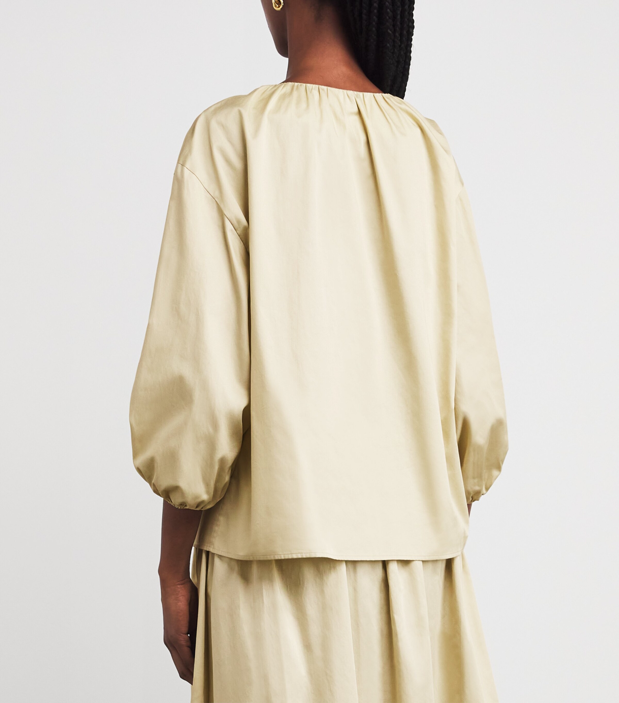 Cotton Sateen Godin Blouse AFFOGATO Image 4