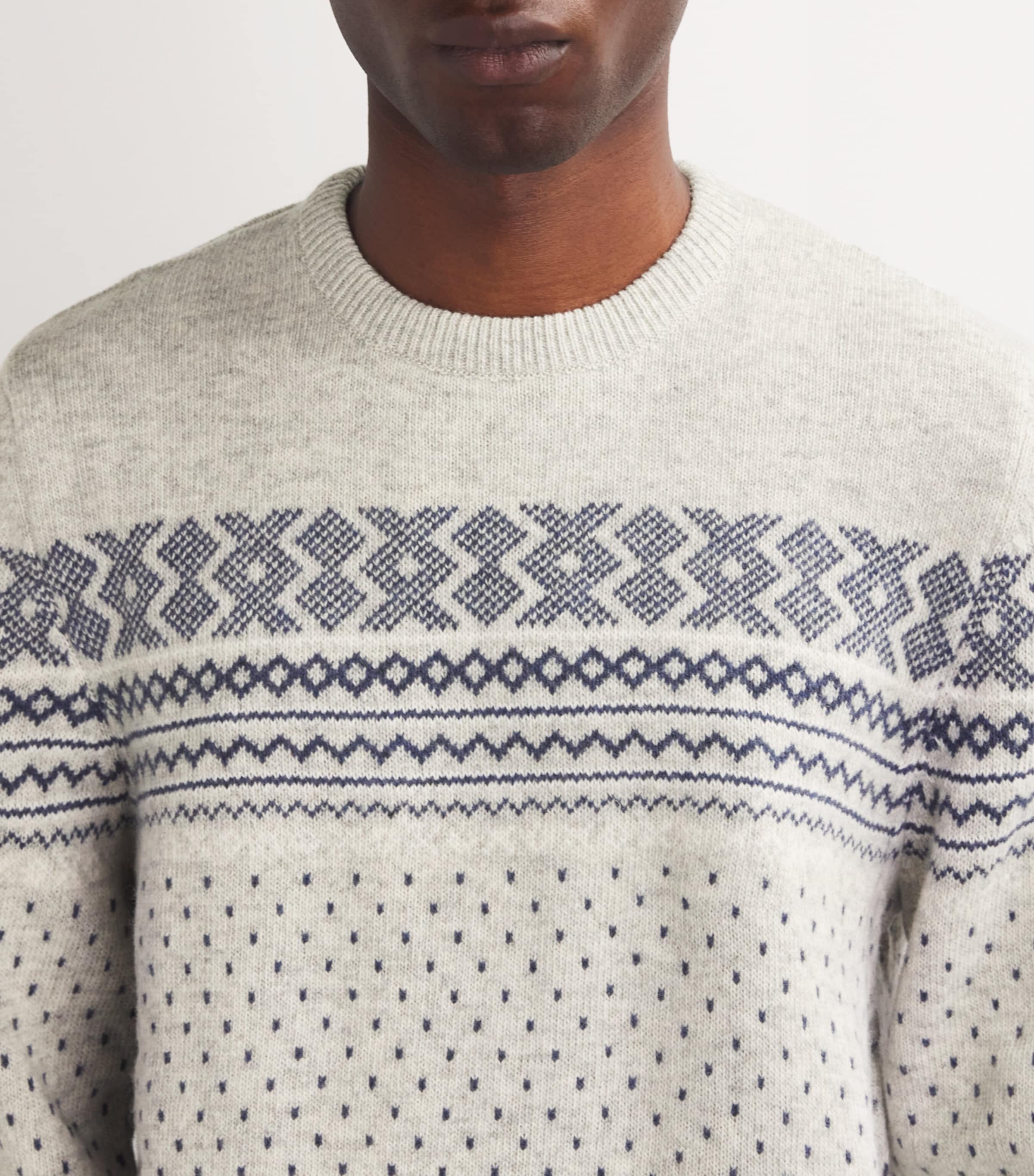 Wool Fair Isle Sweater LIGHT GREY Image 6