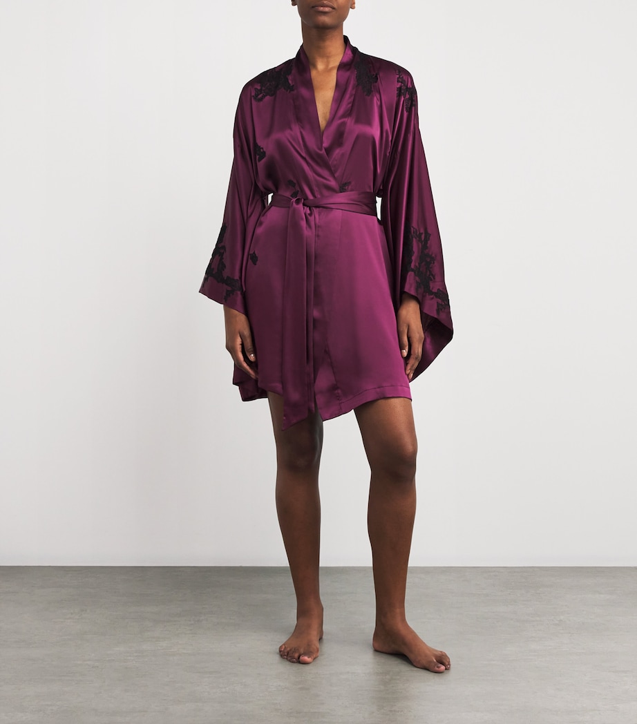 Silk Tokoni Short Kimono PLUM/BLACK Image 2