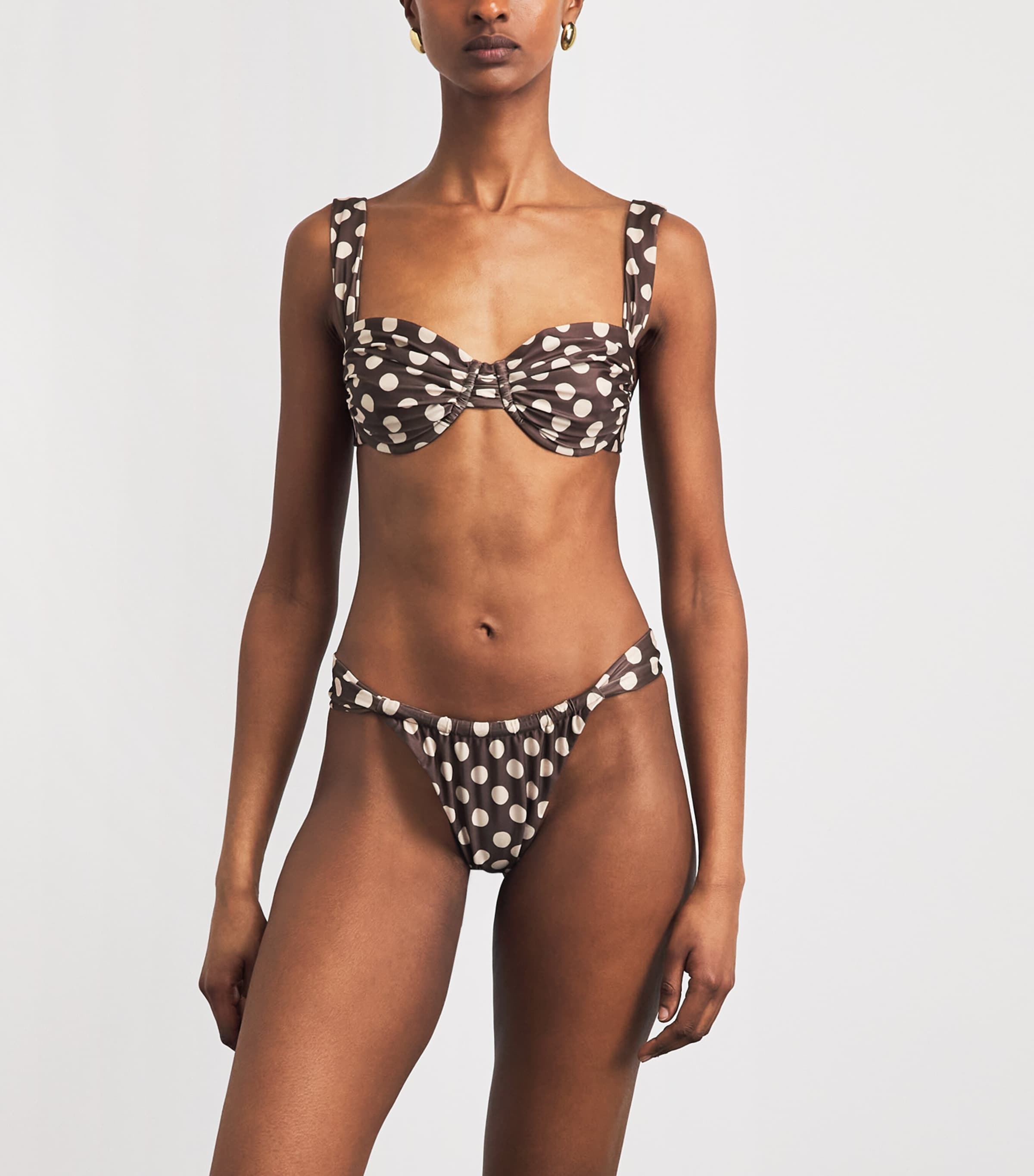 FAITHFULL Womens Andez Polka-Dot Bikini Bottoms Cioccolato Dot Image 2