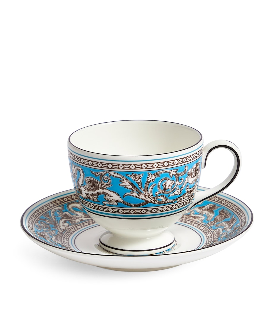 Florentine Turquoise Teacup & Saucer TURQUOISE Image 1