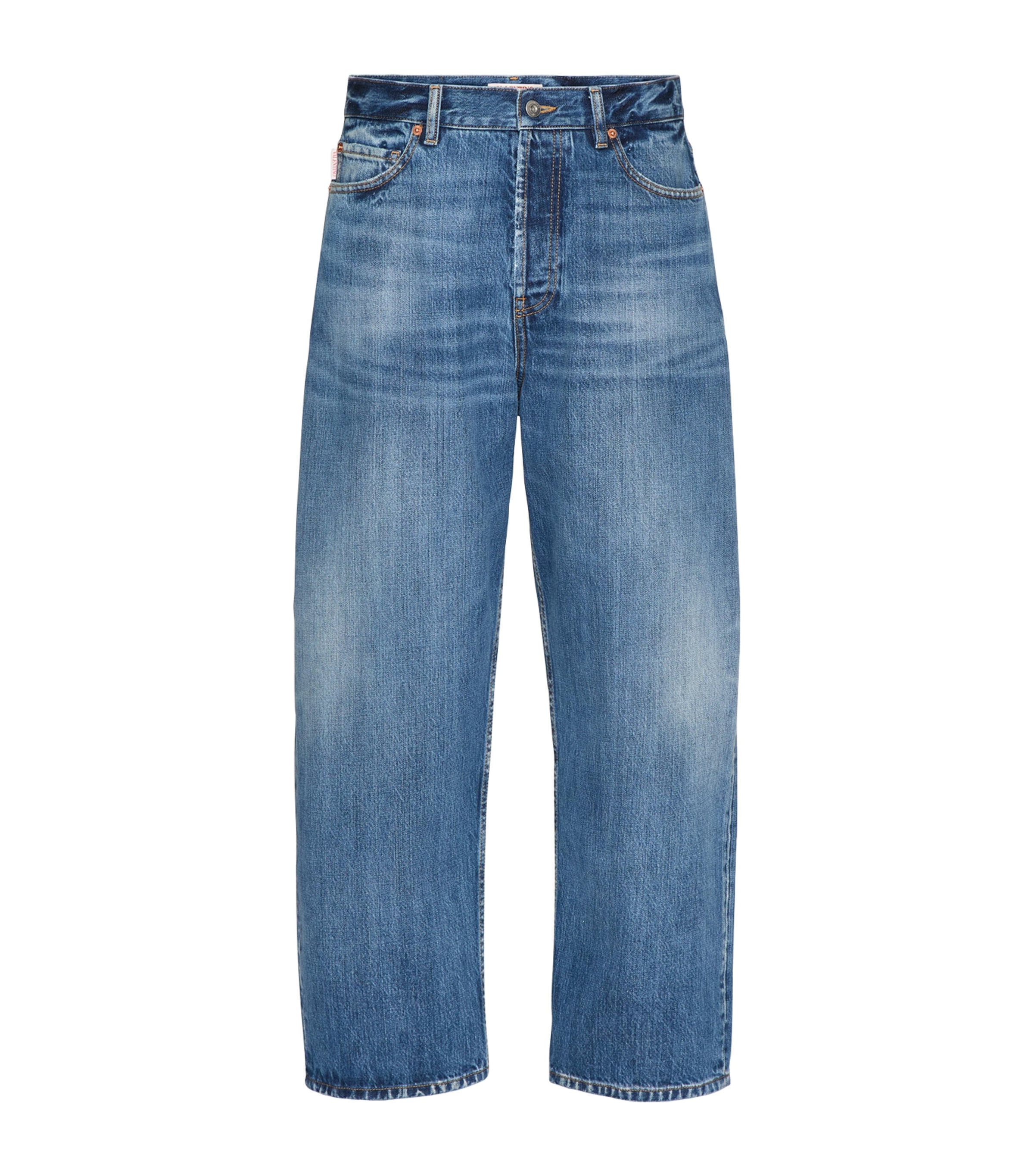 Valentino Faded Straight Jeans In Blue