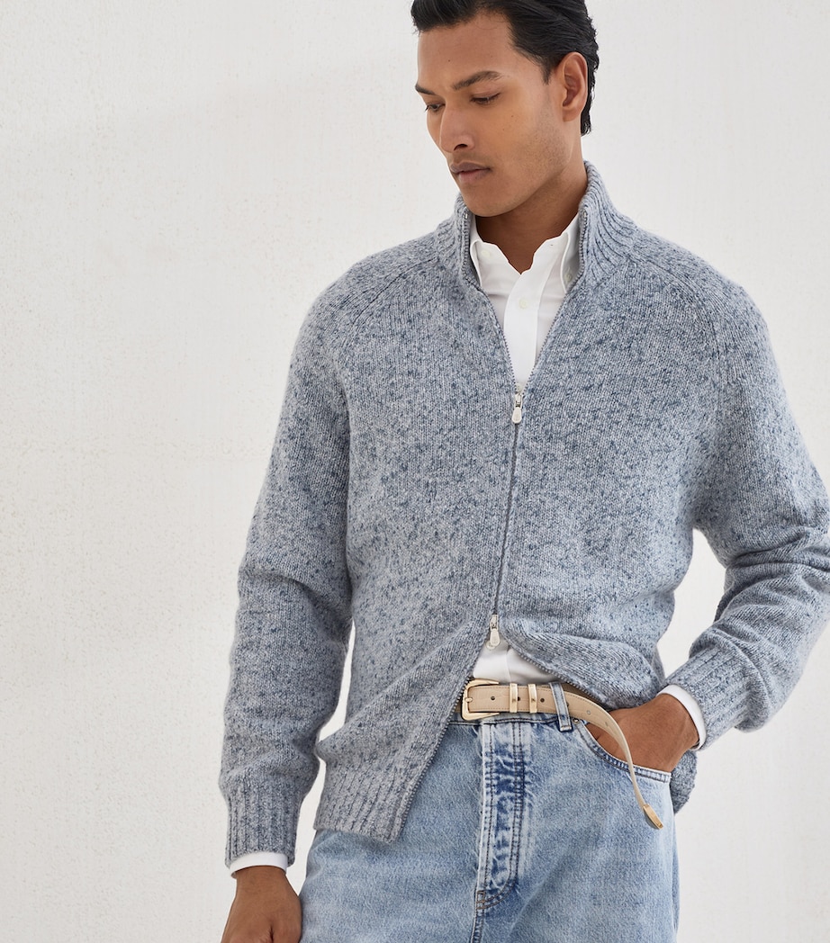 Flecked Cashmere Zip-Up Sweater C4362 Image 2