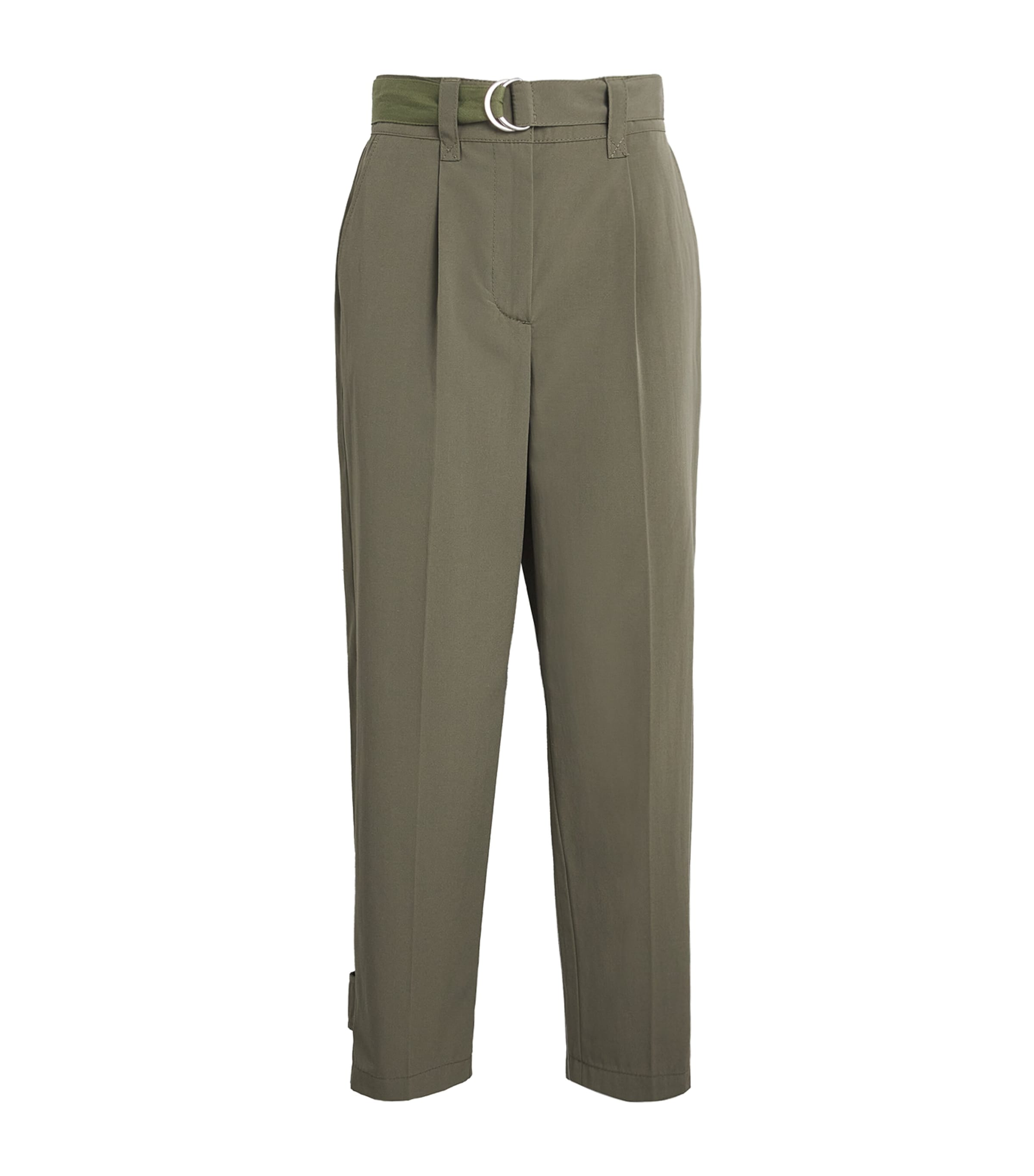 Max & Co Cropped Tapered Trousers In Green