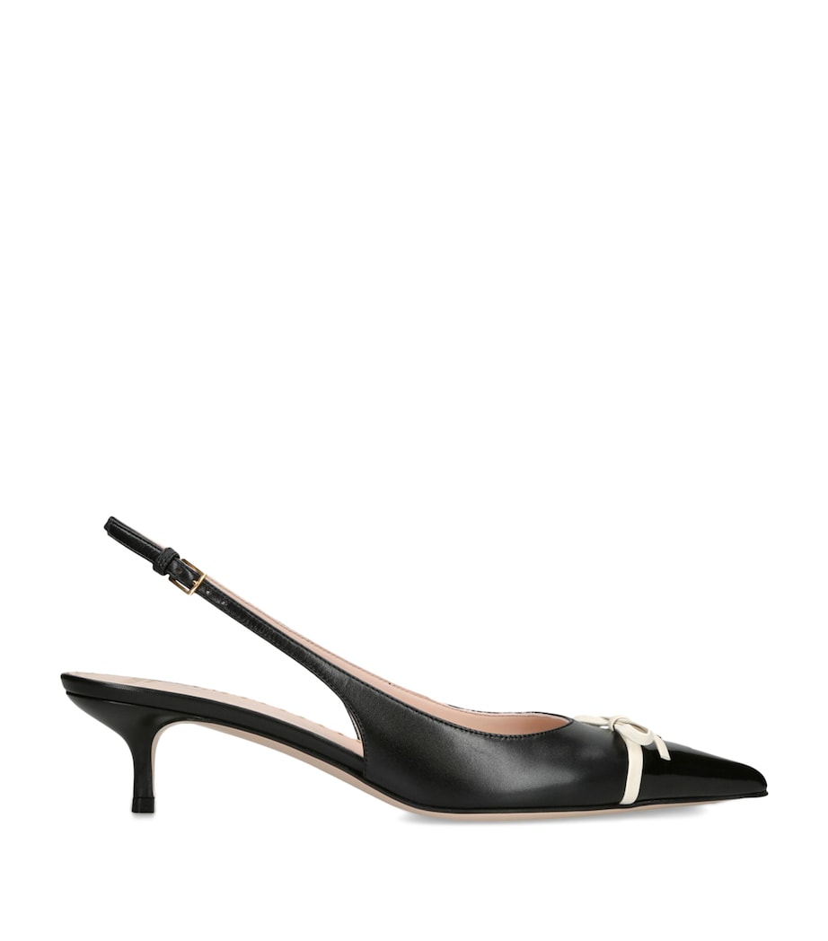 Leather Bepointy Slingback Heels 45 BLK/WHITE Image 1