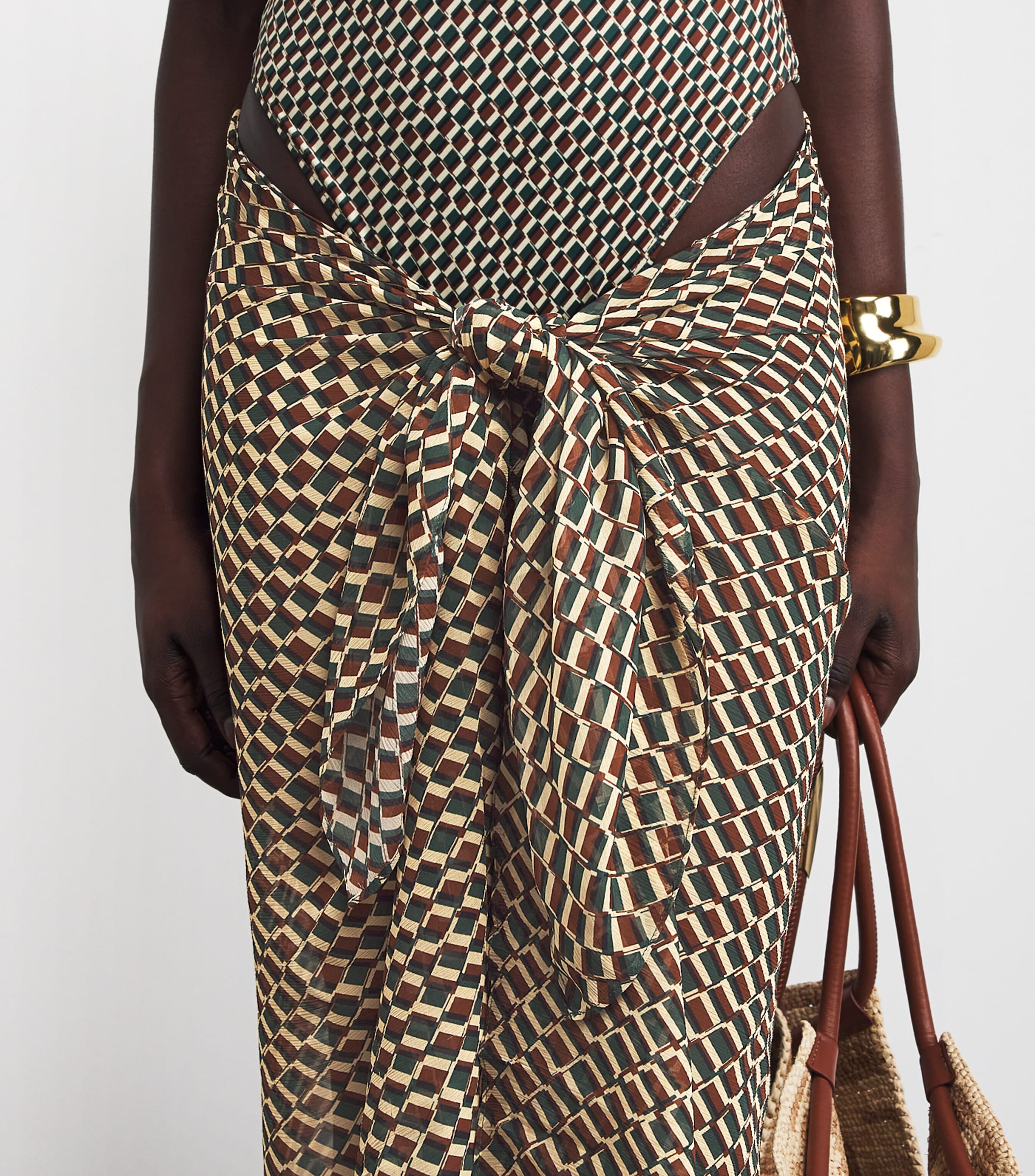 Geometric Print Santorini Sarong IVY GREEN GEO PRINT Image 5