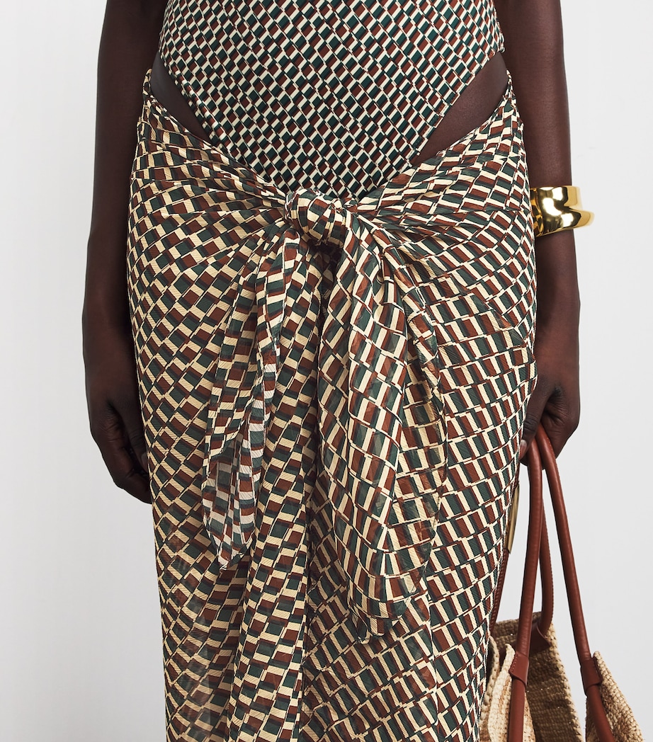 Geometric Print Santorini Sarong IVY GREEN GEO PRINT Image 5