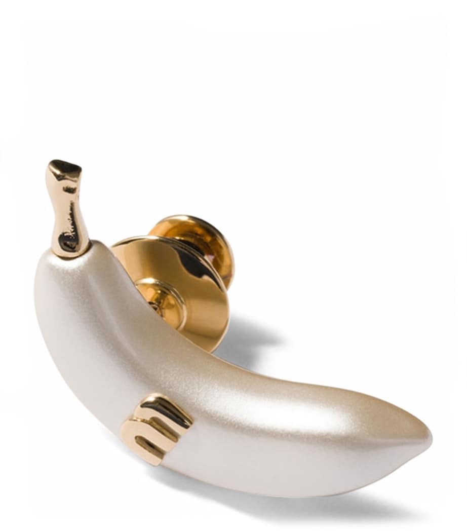 Miu Miu Pearlised Banana Brooch Gold/silver Image 1