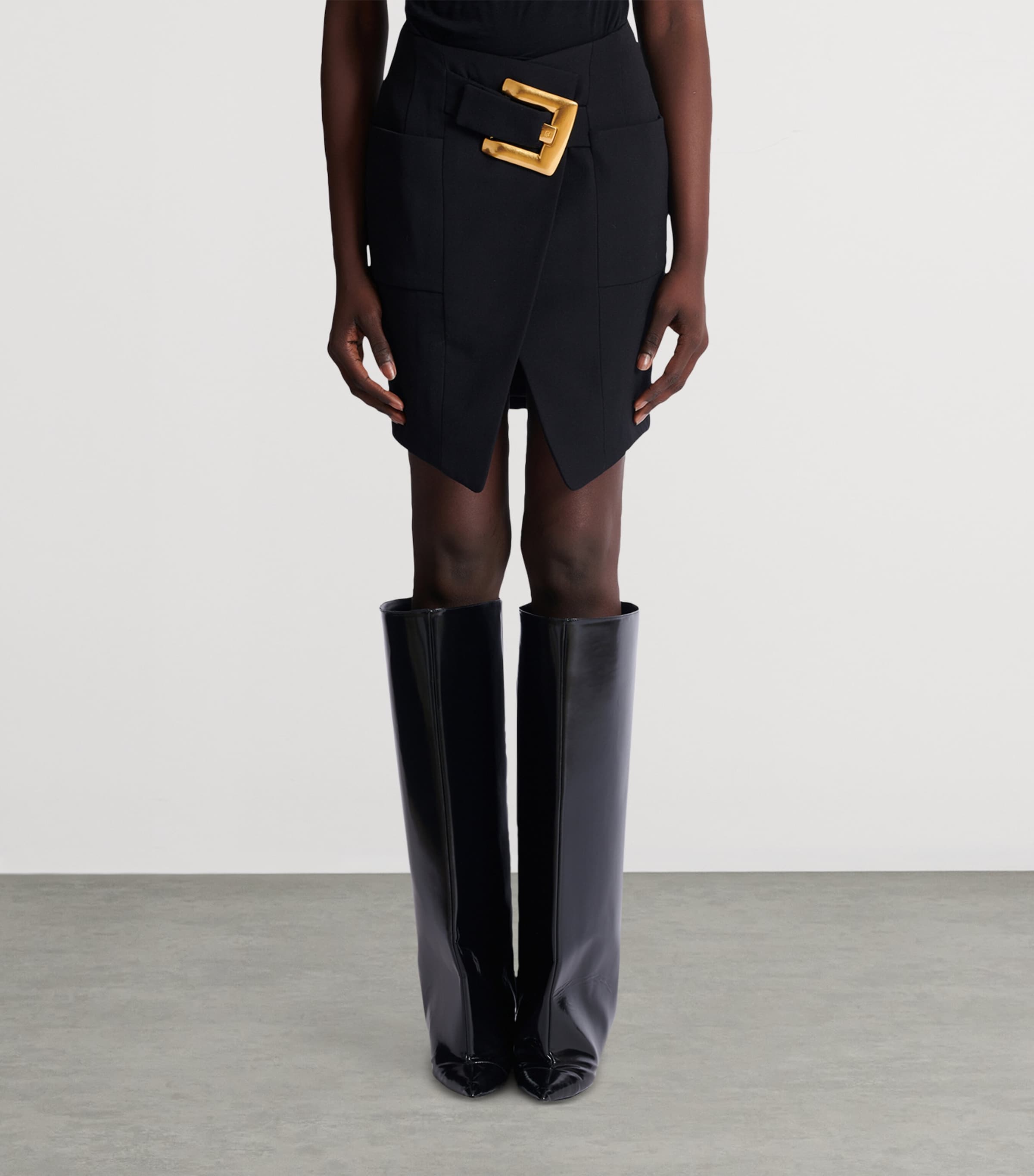 Virgin Wool Belted Mini Skirt 0PA NOIR Image 4